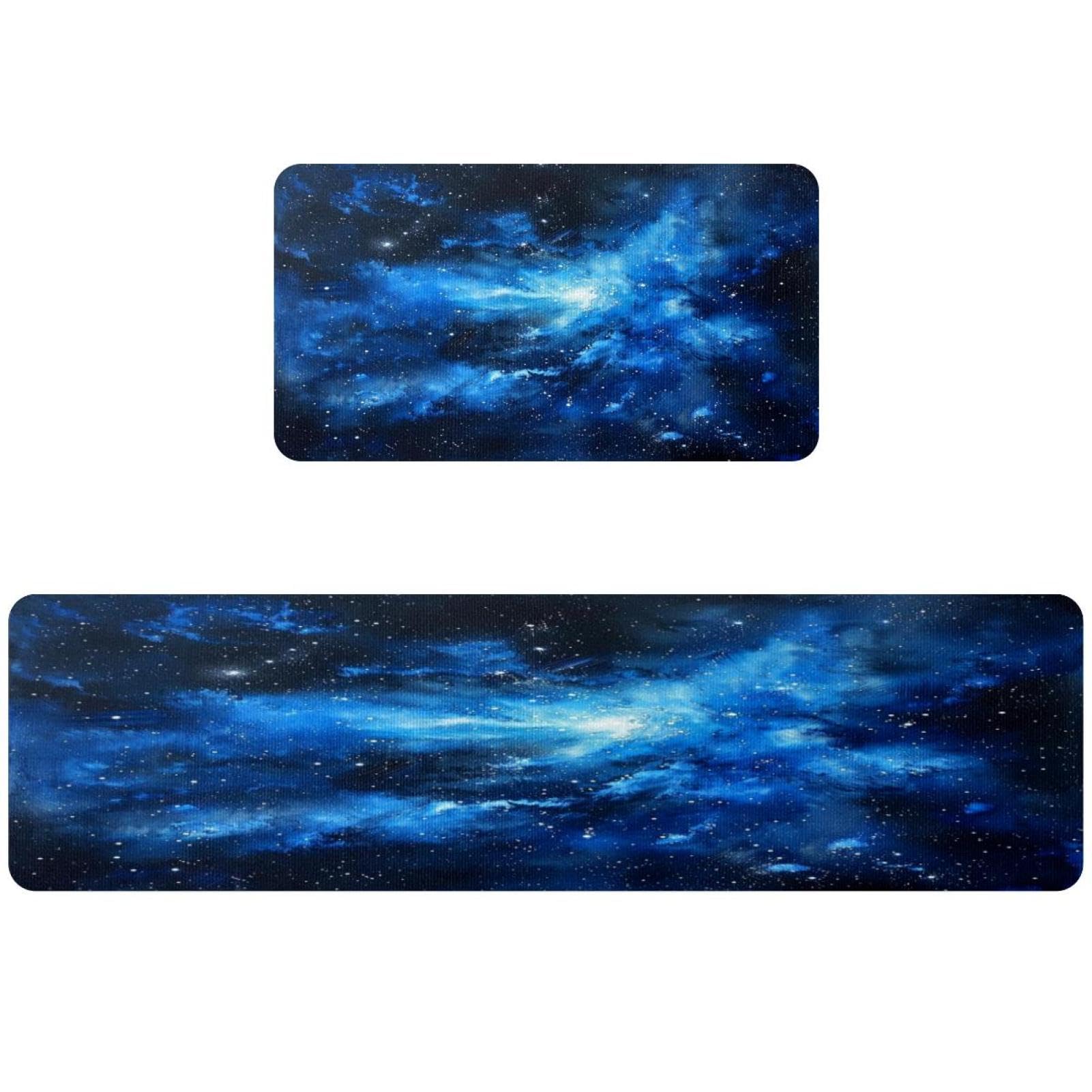 Alfombrillas de cocina antideslizantes galaxia azul para proteger el suelo