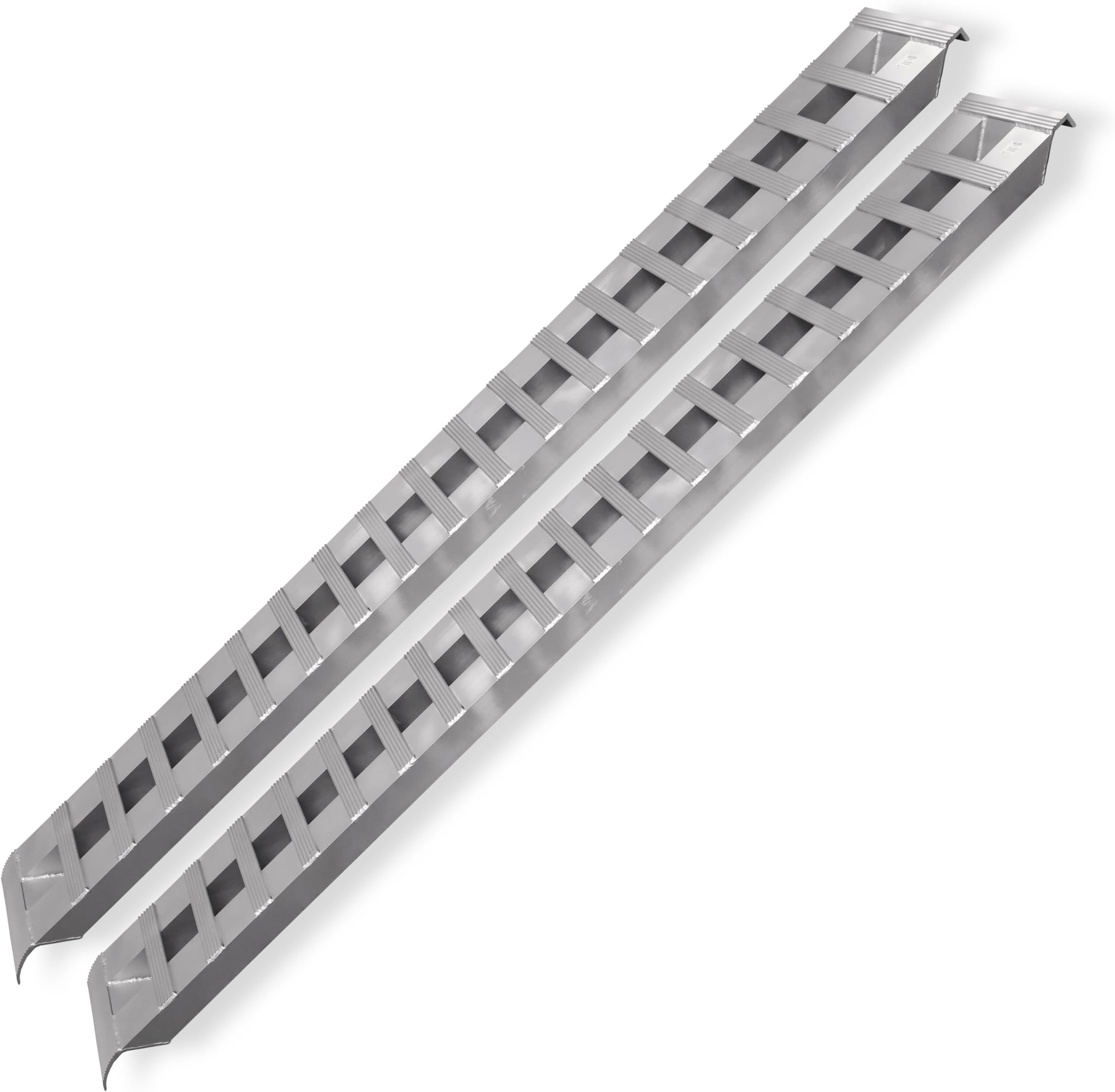 - GEN-Y Hitch Heavy Duty Aluminum Loading Ramps - Set of 2, 8 Feet Long x 15 Inches Wide, 10000 lbs Capacity, Hybrid Hook and Plate Ends, Serrated Cross Rungs for Maximum Traction