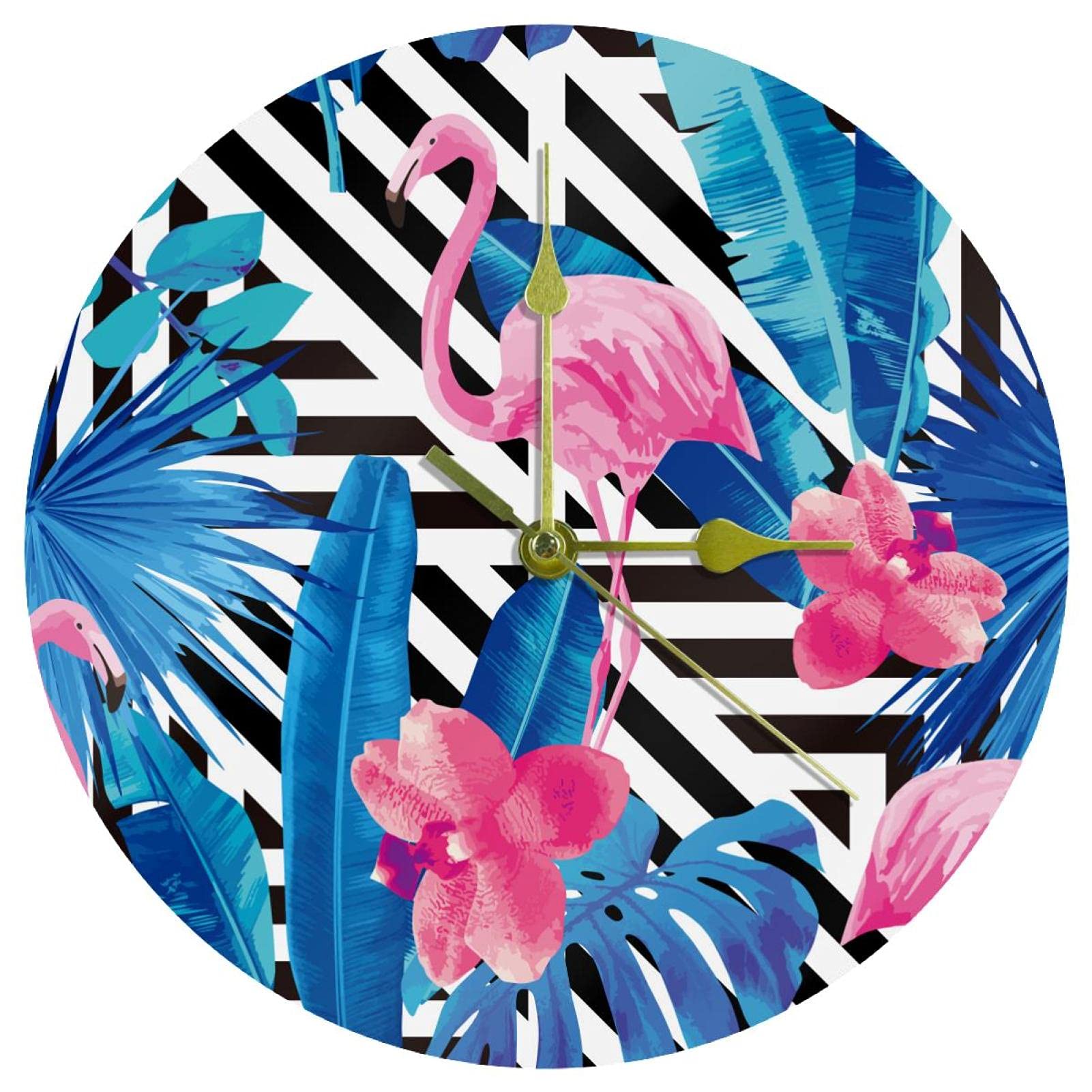 Horloge silencieuse flamant rose pour salon contemporain et cuisine lumineuse