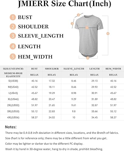 Vista 6 de JMIERR Mens 3 Pack Cotton Hipster Hip Hop Longline Crewneck T-Shirt