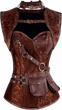 Charmian Women's Steampunk Spiral Steel Boned Vintage Retro Corset Tops Bustier