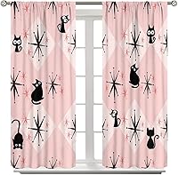 Vista 8 de JESTRONRY Cortinas de gato negro de mediados de siglo, color rosa, atómico, abstracto, vintage, bohemio, geométrico, estilo de los años 50, 60