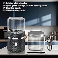 Vista 6 de Unique Electric Herb Grinder, Small Spice Grinder Electric herb Grinders Mini Size 2x3.5inches with 2pcs 1.7oz/50ml Glass Jar Herb Jar Portable