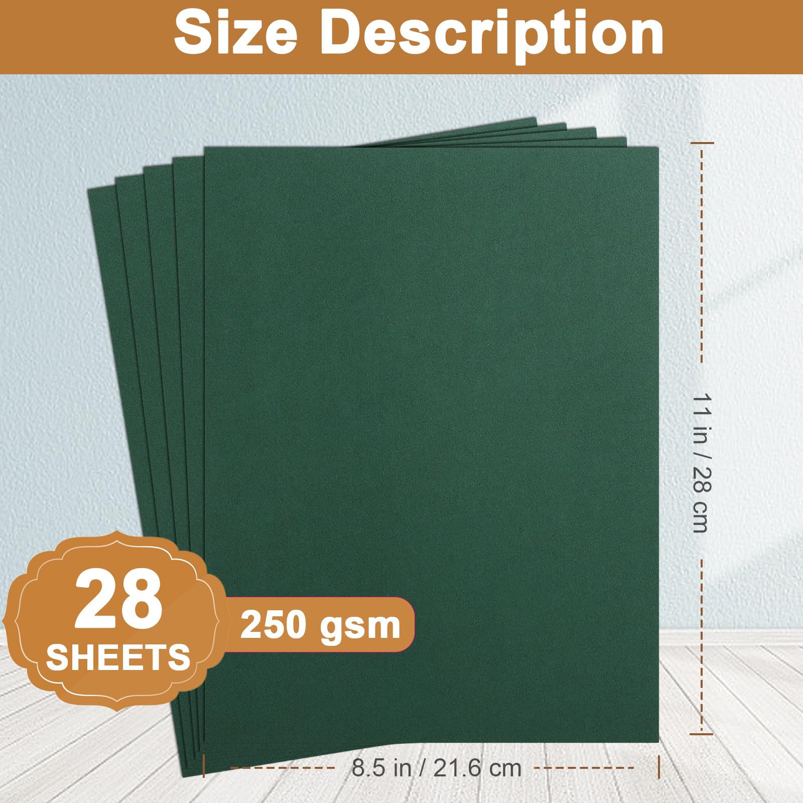Silunkia 28 hojas de cartulina verde oscuro de 8.5 x 11 pulgadas, 90 libras