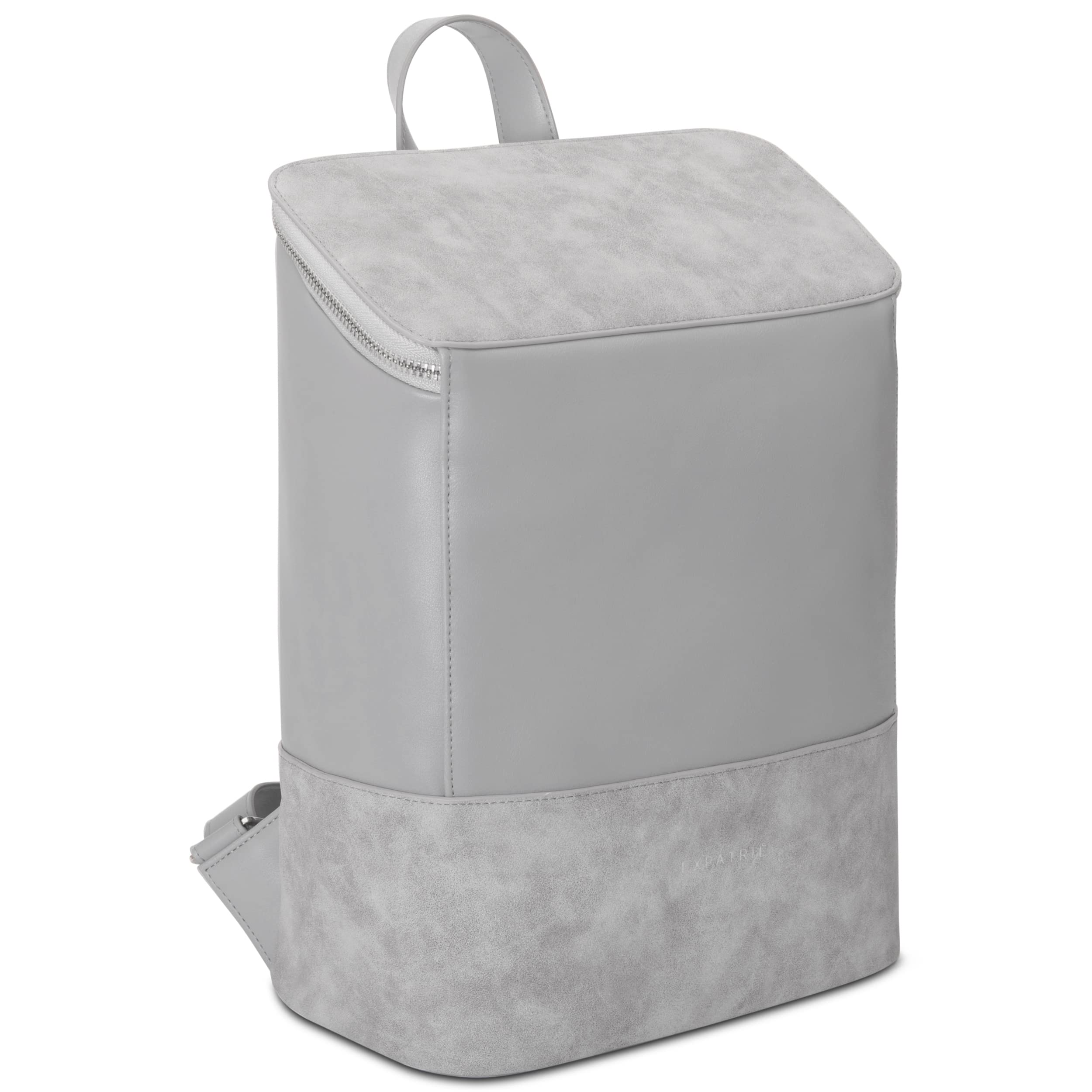 Expatrié Mochila Mujer Gris - MALOU - Bolso Mochila de Cuero Vegano para Universidad, Trabajo, Viajes - Con Compartimento para Portátil - Repele el agua