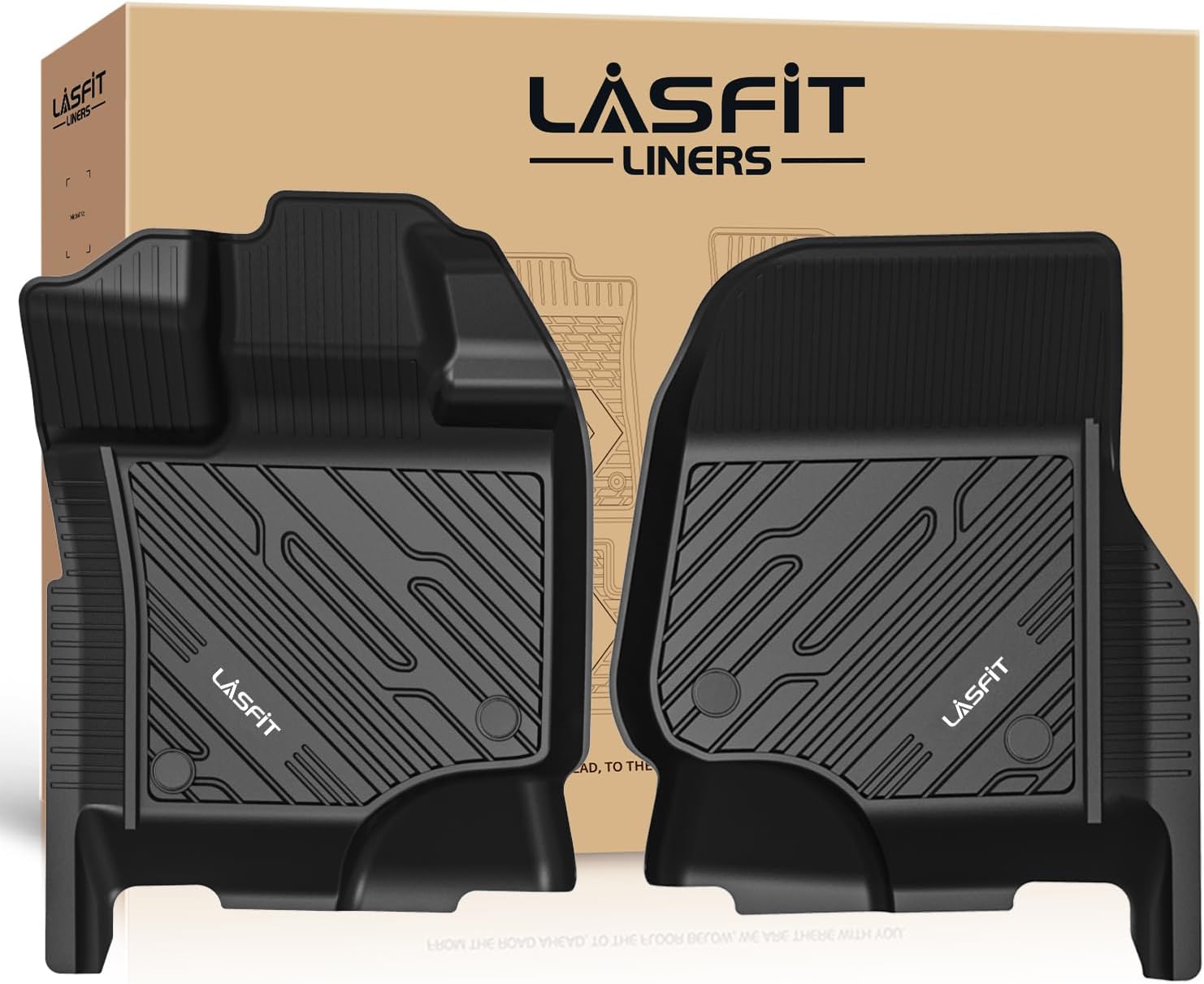 LASFIT Front Floor Mats for Ford F-150 2015-2025 | F150 Lightning 2022-2025 SuperCrew & Super Cab Carpet Floor All Weather Car Liners TPE Truck Mats-First Row Only, 2pcs Black 1) 2015-2025 | Ford F-150 SuperCrew&Super Cab| Front Row Only