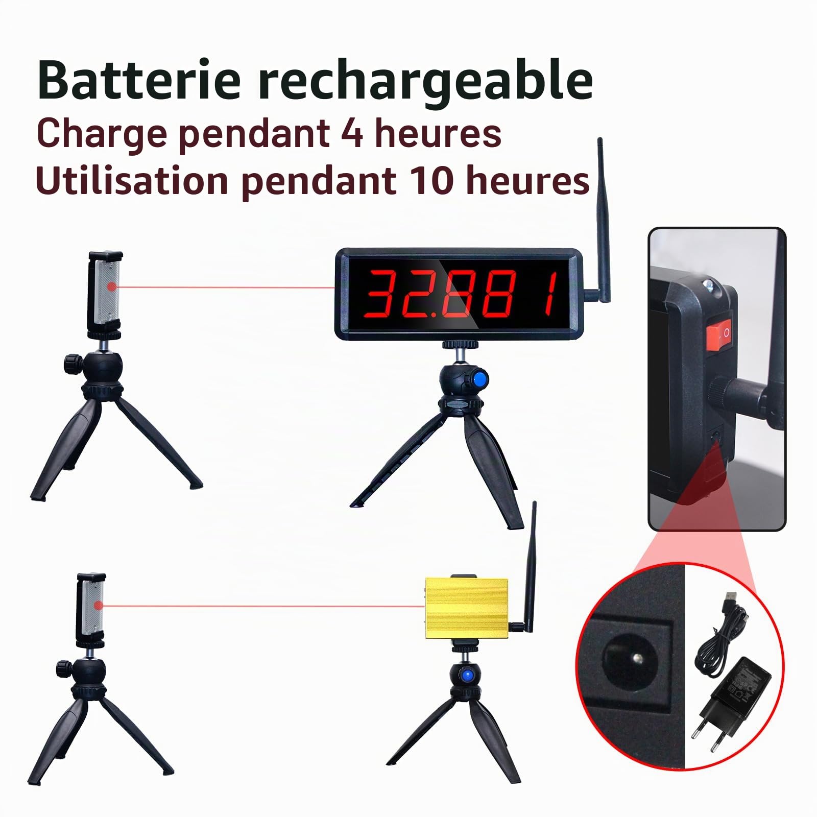 Minuteur Laser sans Fil pour Sprints, Minuterie Laser pour Piste 40 60 Yards Dash, Chronomètre de Course Chronomètre électronique Vélo Entraînement Vitesse Patinage Piste Champ Temps Moto