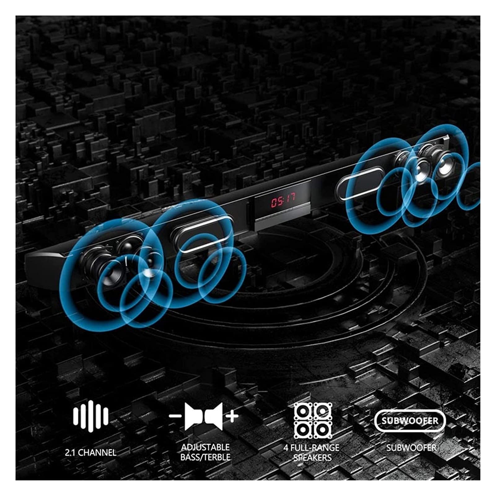 40w 87cm TELEVISOR Barra de sonido Bluetooth Wireless Bluetooth Home Theatre Systems Sound Bar Subwoofer Sound Bar con el teatro inalámbrico remoto