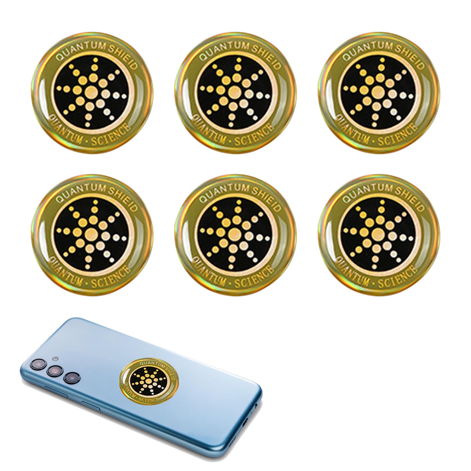 KARELLS Strahlenschutz Handy Aufkleber,6 Stück Anti-Strahlungs-Aufkleber,Anti-Strahlenschutz-Aufkleber,für Mobile Smartphones,Elektronische Produkte,Tablet,Laptop,WiFi,Computer,Radio,TV(Gold)