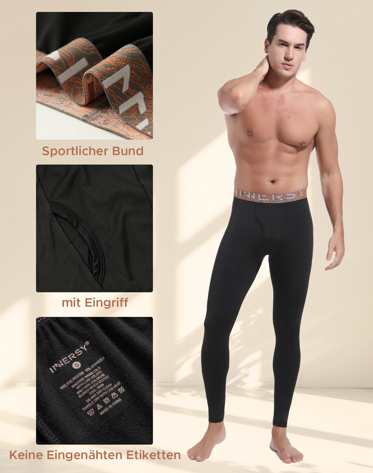 INNERSY Pantalon Thermique Homme Doux sous Vetement Bas Chaud Legging Hiver Base Layer Lot de 2