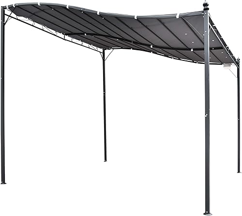 Miniatura 41 de Outsunny Pérgola de aluminio para patio de 10 x 13 pies con toldo retráctil para pérgola, refugio de sombra para porche, fiesta al aire libre, Marrón