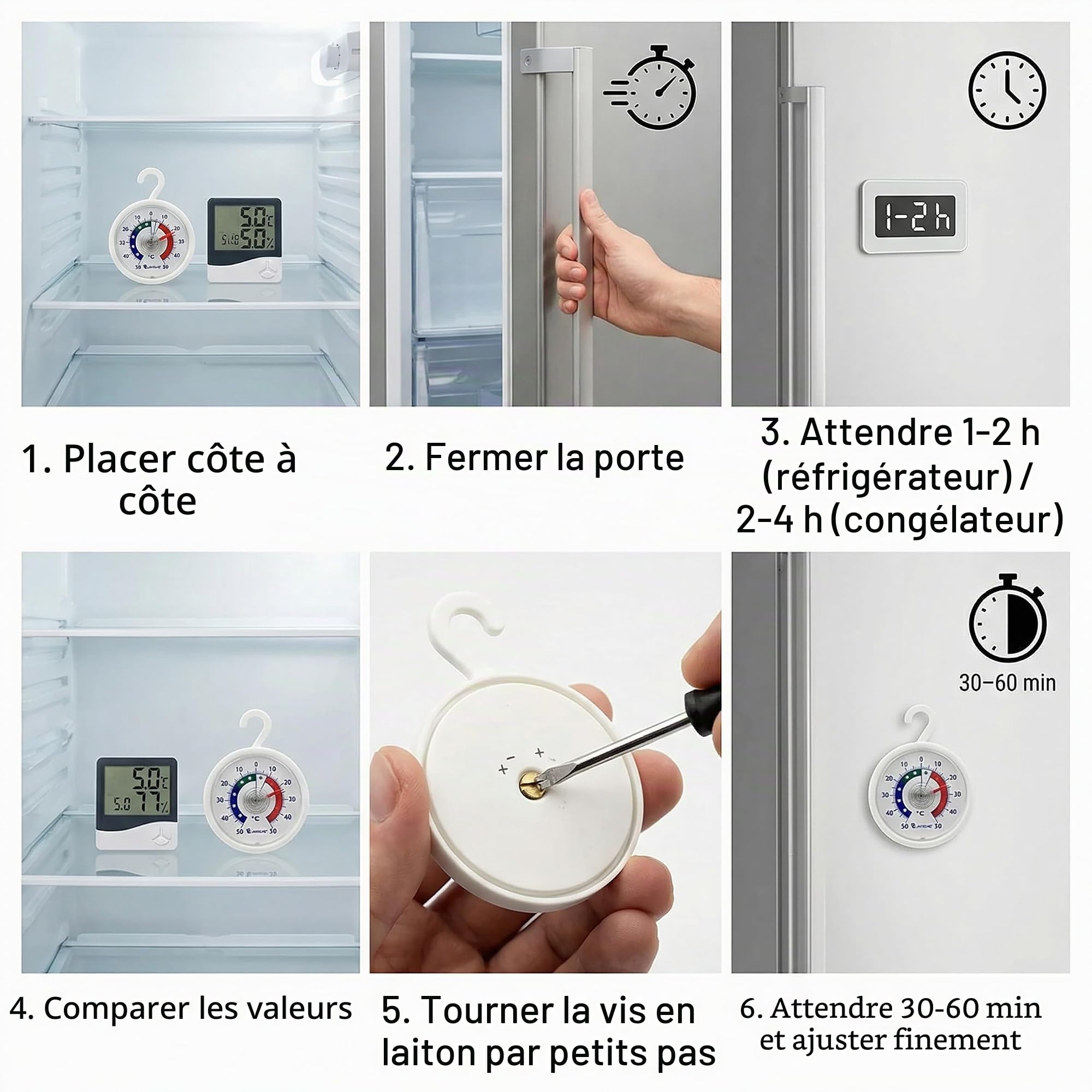 Lantelme Thermomètre monde 5 pièces thermomètre de réfrigérateur également pour crochet de congélateur et thermomètre de réfrigérateur autocollant 4951