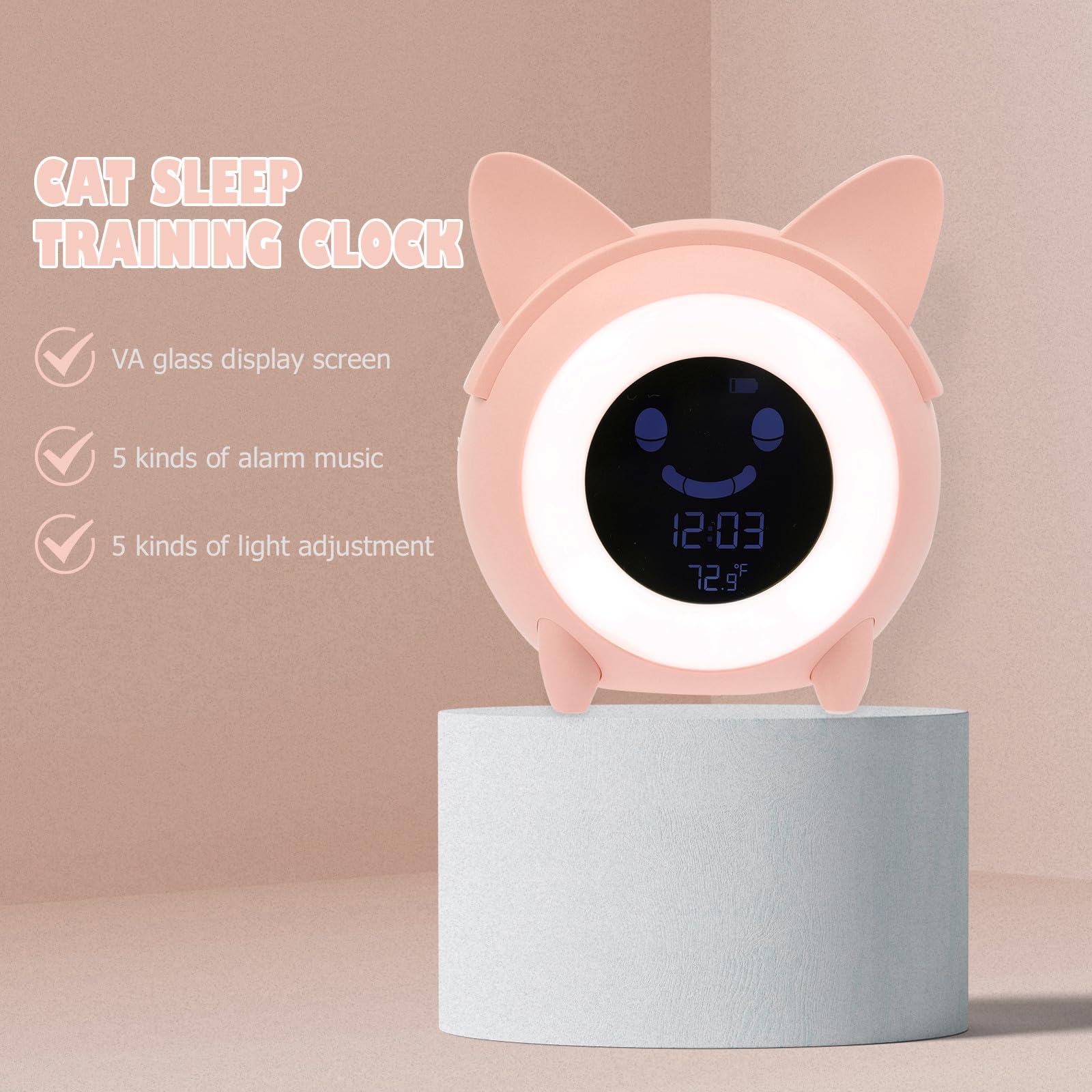 Réveil Numérique Petit Modèle Moderne Rose, Veilleuse Garçon et Filles