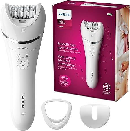 Philips Beauty Epilator Series 8000 for Women, with 3 Accessories, BRE700/04
