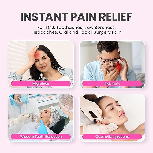 Miniatura 7 de LotFancy Paquete de hielo facial con 4 paquetes de gel reutilizables para terapia de frío caliente, alivio del dolor para ATM, muelas del juicio,
