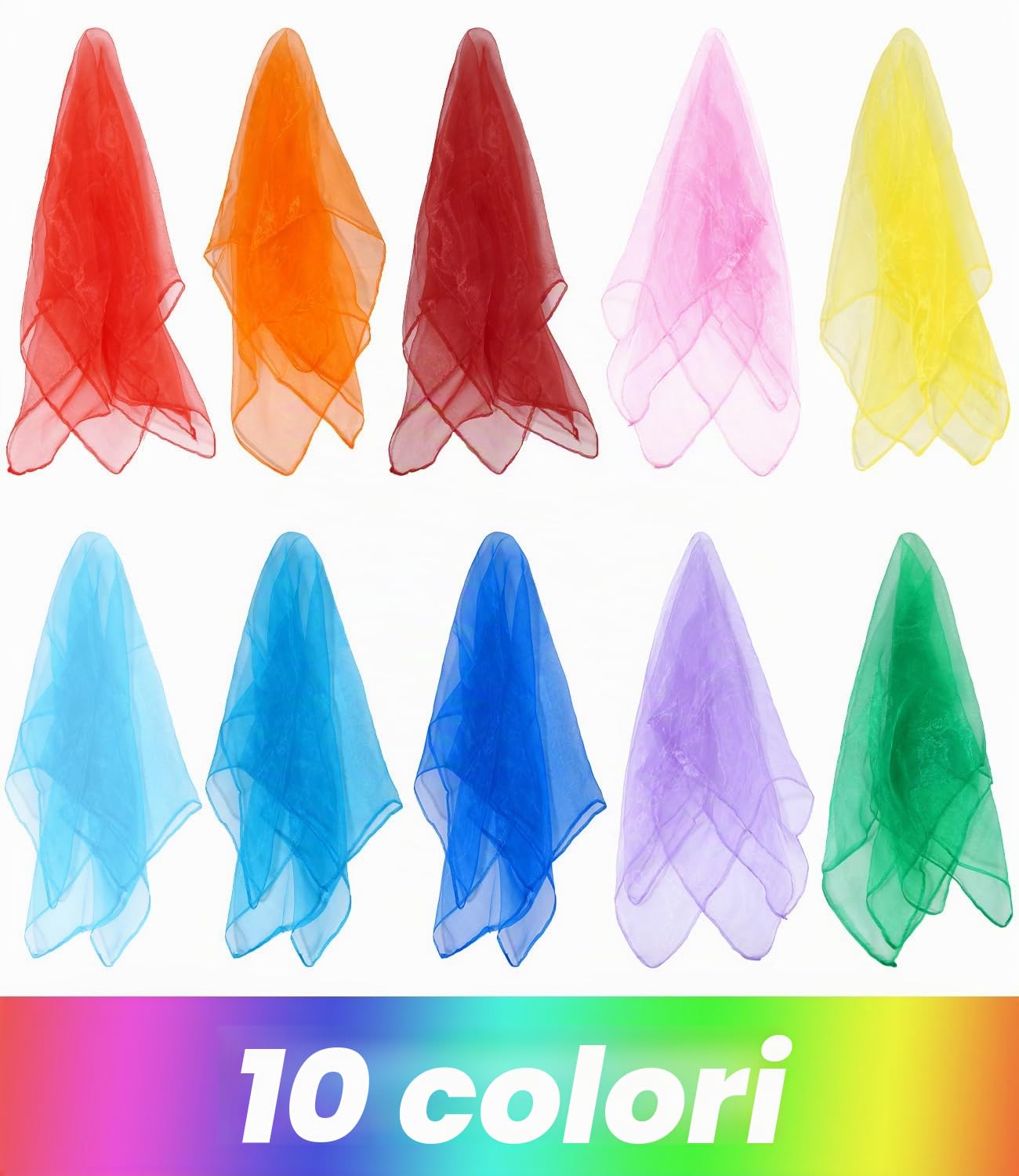30 Pezzi Foulard Giocoleria, Foulard per Bambini,Foulard da Danza, Foulard da Ginnastica, Feste per Bambini e Giochi di destrezza, Foulard Colorate 60 x 60 cm