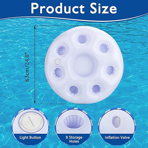 Miniatura 2 de Brillihood Soporte inflable para bebidas con luces de hadas RGB, LED que cambia de color flotante para bebidas y barra de servir frutas, bañera de