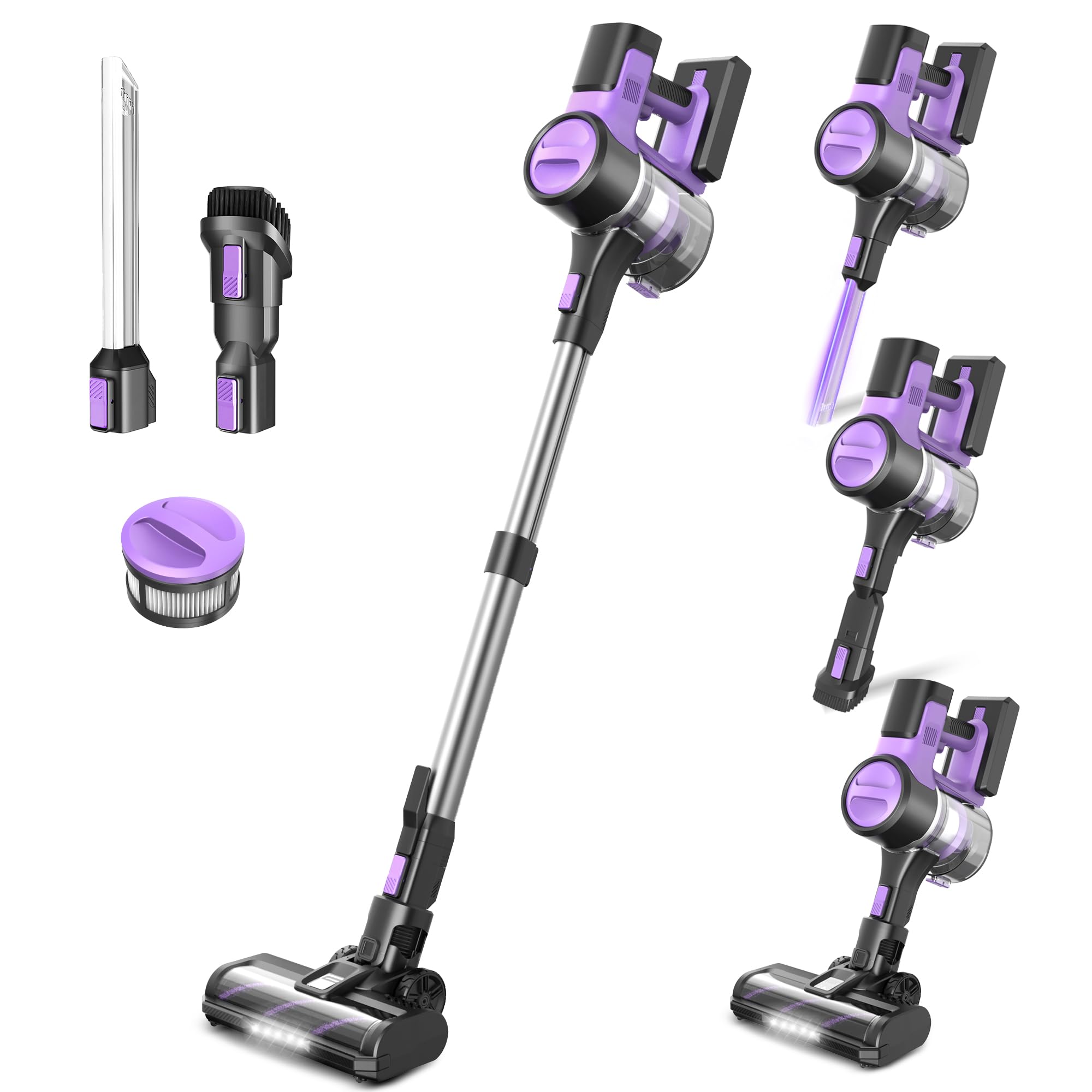 DEVOAC Cordless Vacuum Cleaner for Home 45Kpa Lightweight Stick Vacuum with Powerful Suction Rechargeable Battery Up to 50mins