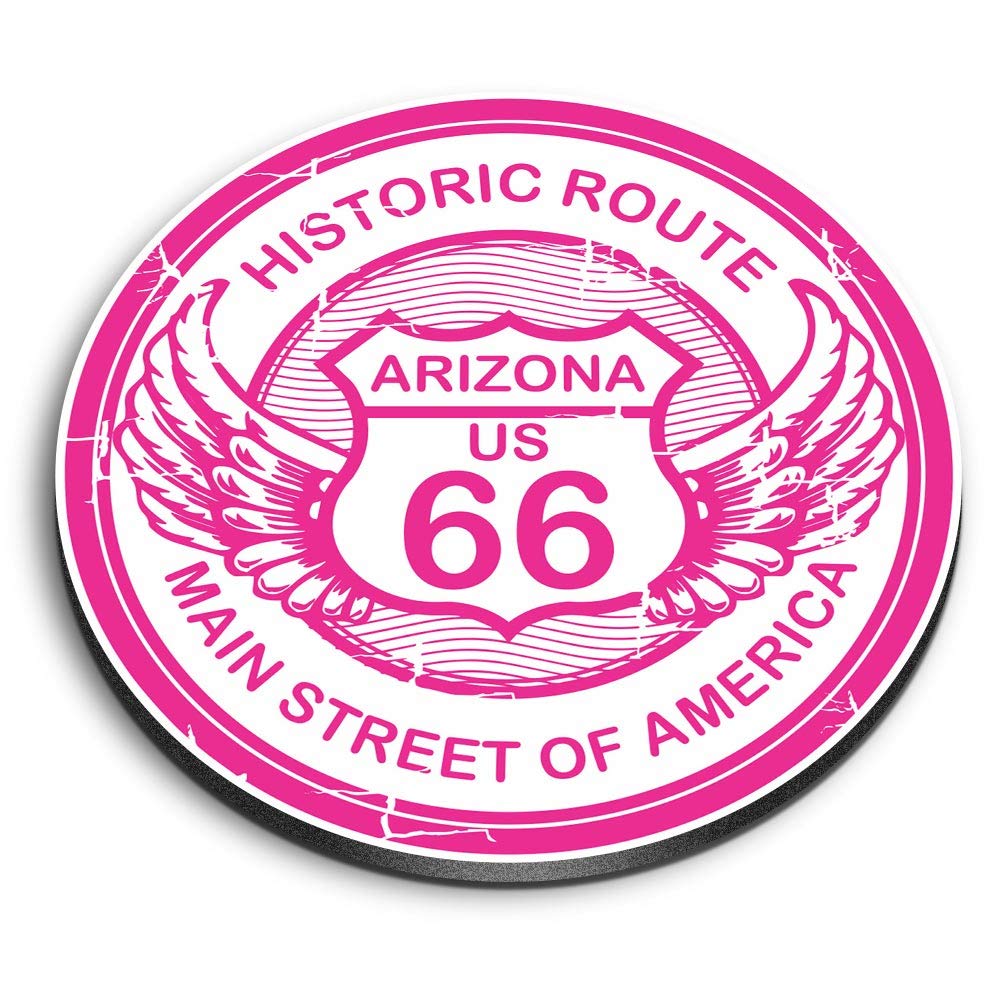 Destination Vinyl Ltd Multicolor 1 X Round Mdf Magnet - Arizona Route 66 Tour America Usa 5743