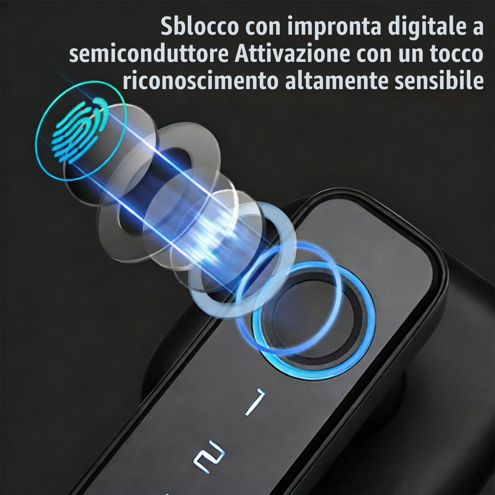 Serratura Intelligente per Porta, 5 in 1 Serratura Elettronica con Impronte Digitali, Telecomando App, Scheda IC, Codice Chiave, Chiave, Serratura Intelligente per Casa