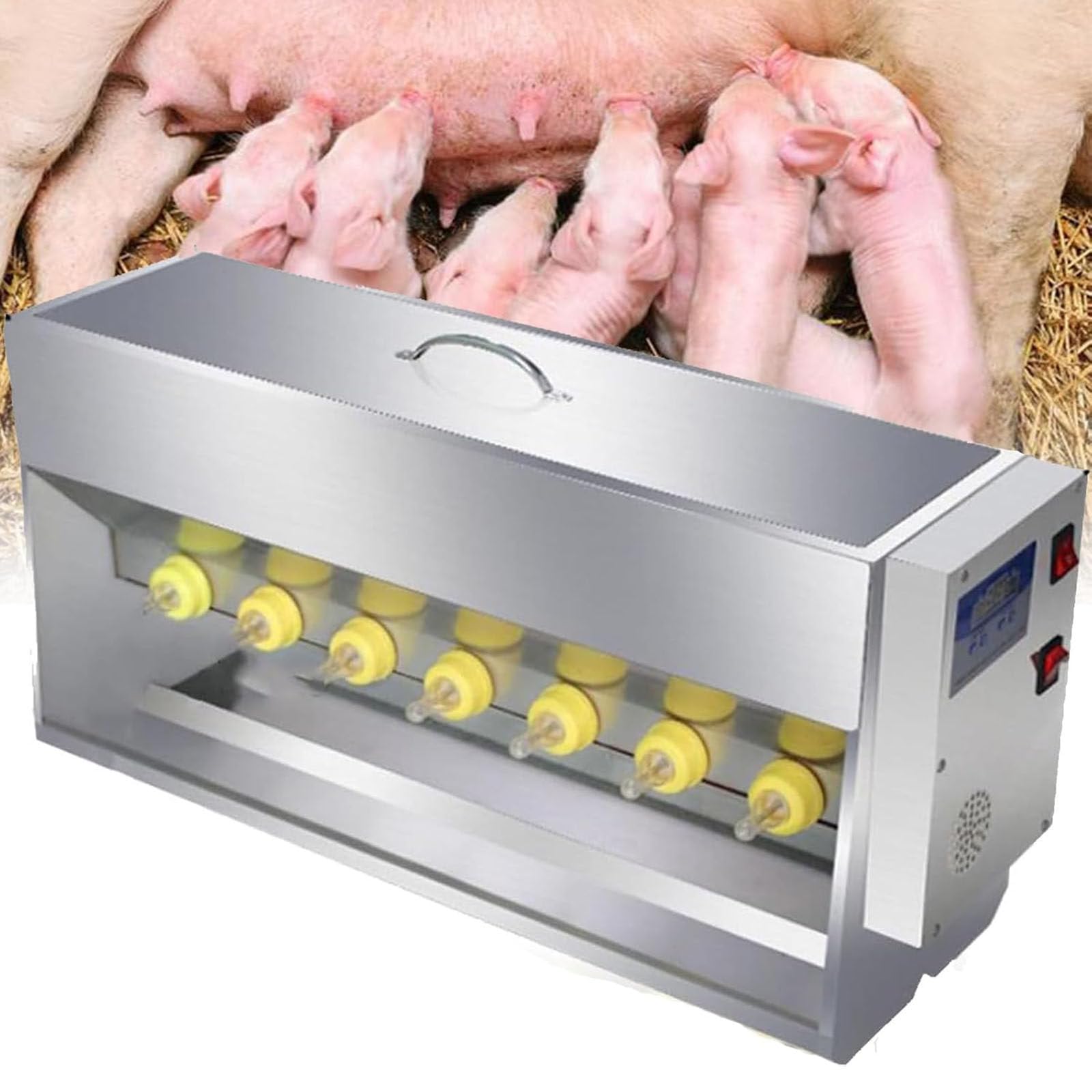 Sistemi di alimentazione e abbeveraggio del pollame,Mangiatoie per pollame,Alimentazione automatica a temperatura costante in acciaio inox,Con sorgente sonora simulata di scrofa,14 ciucci
