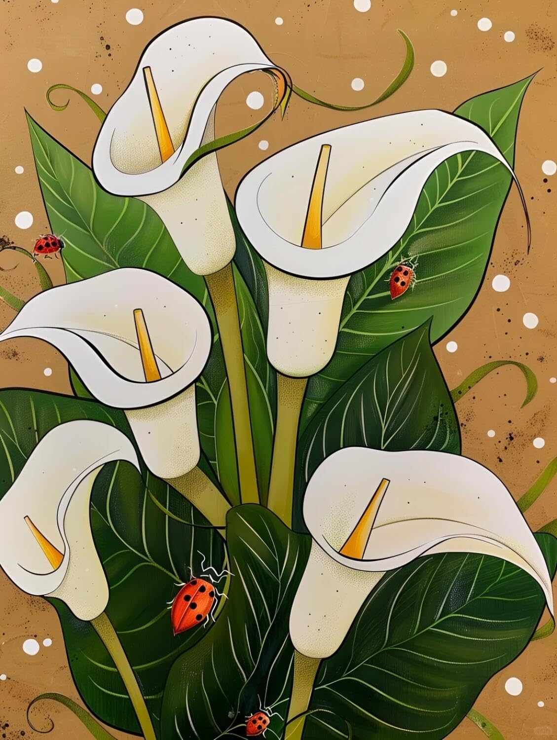 Rqwybcaxn Stamped Beaded Cross Stitch Kits White Calla Lily 40x50cm