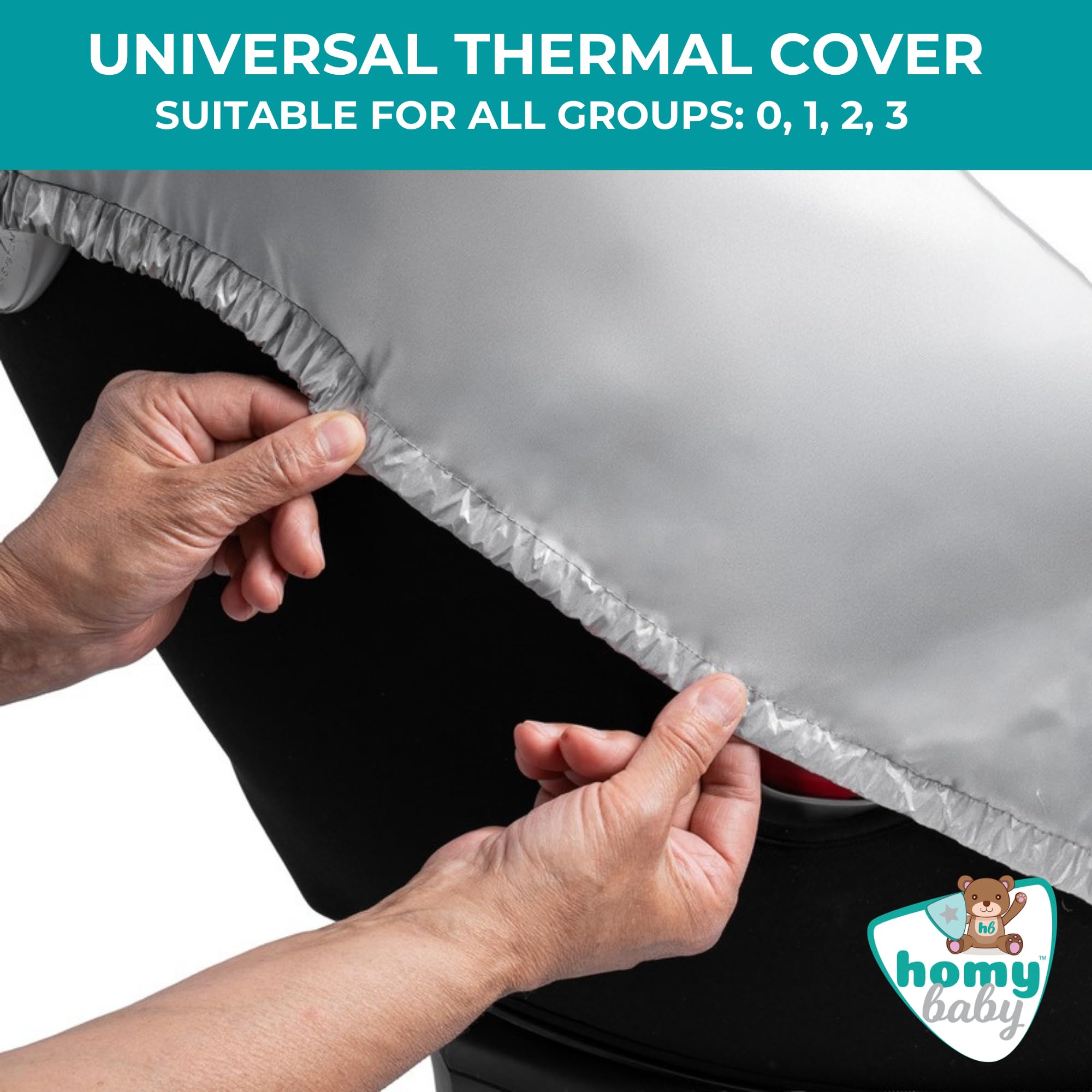 HOMYBABY® [2 unidades] Funda Antitérmica Silla Coche Bebe UNIVERSAL - Protección Solar Anti-UV - Reduce Calor hasta 25°C - Ajustable Grupos 0 1 2 3 - Protector Silla Infantil (Silver, X2)
