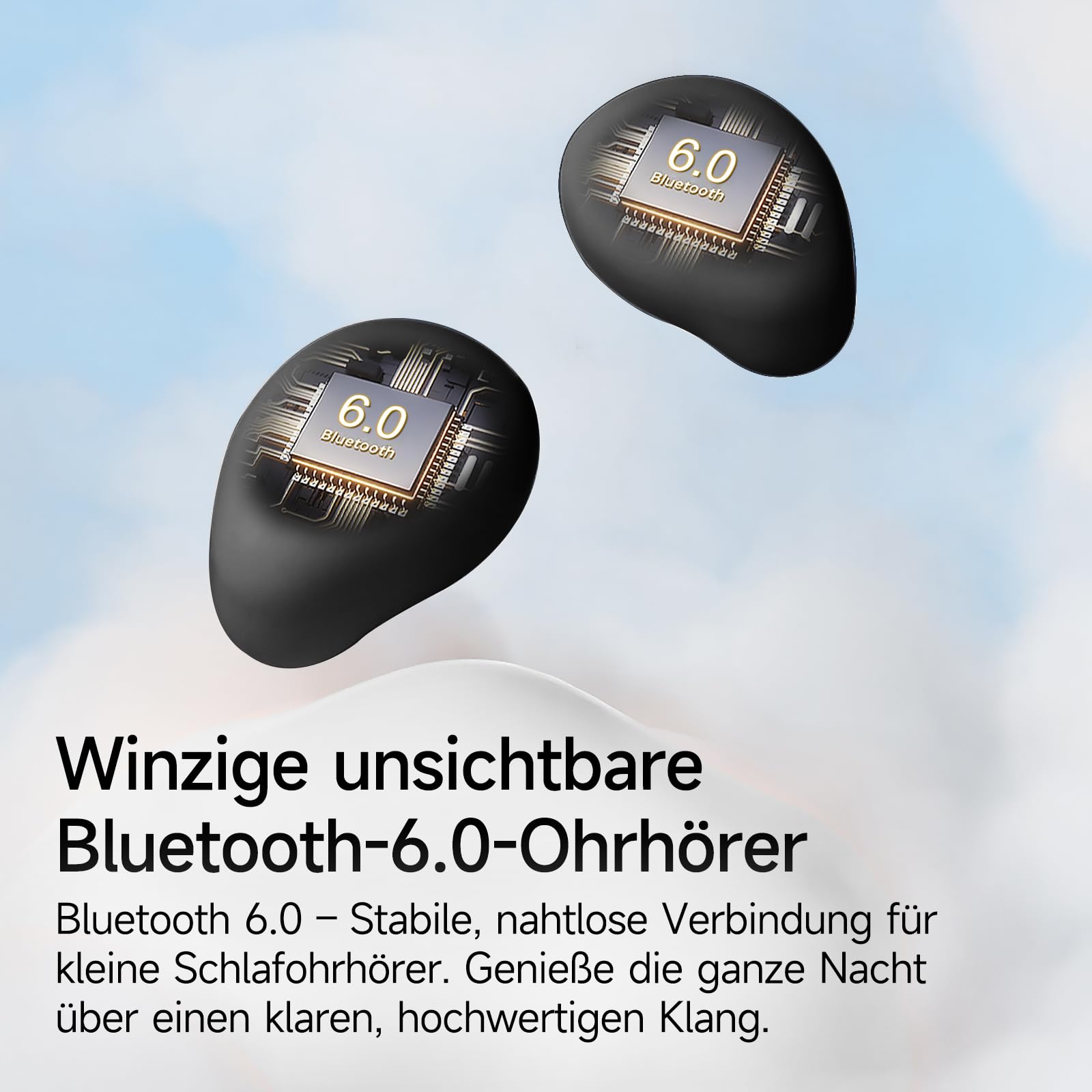 Schlafkopfhörer Bluetooth 6.0 – Mini Kabellose Kopfhörer zum Schlafen, Komfortabel & Leicht, Lang anhaltender Akku, Für Training, Arbeit & Reisen, Mit Leistungsanzeige
