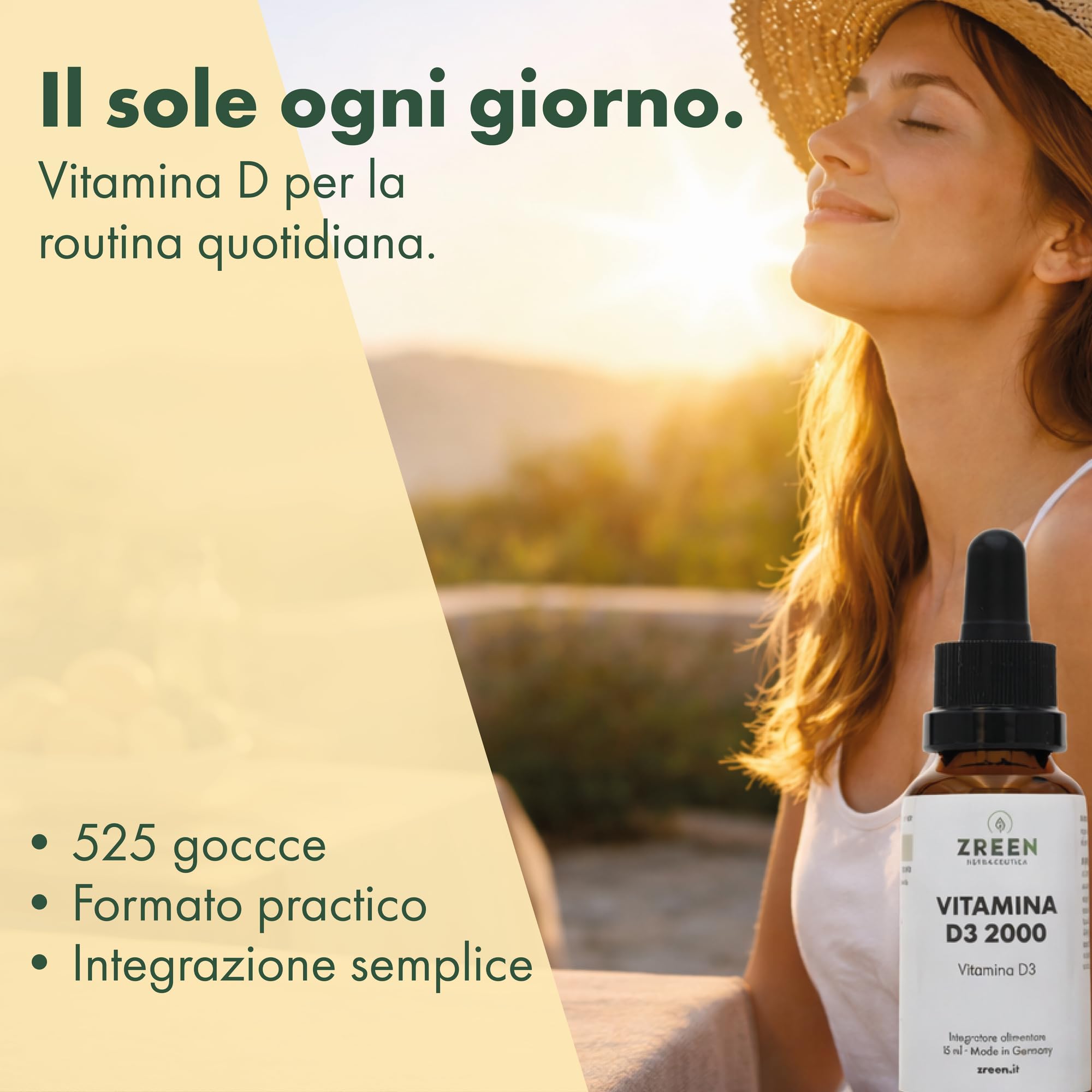 Vitamina D3 2000 UI Gocce – 15 ml (525 Gocce) con Olio di Cocco MCT – Formula in Olio Liquido – Per Adulti – Prodotto in Germania – Integratore Alimentare