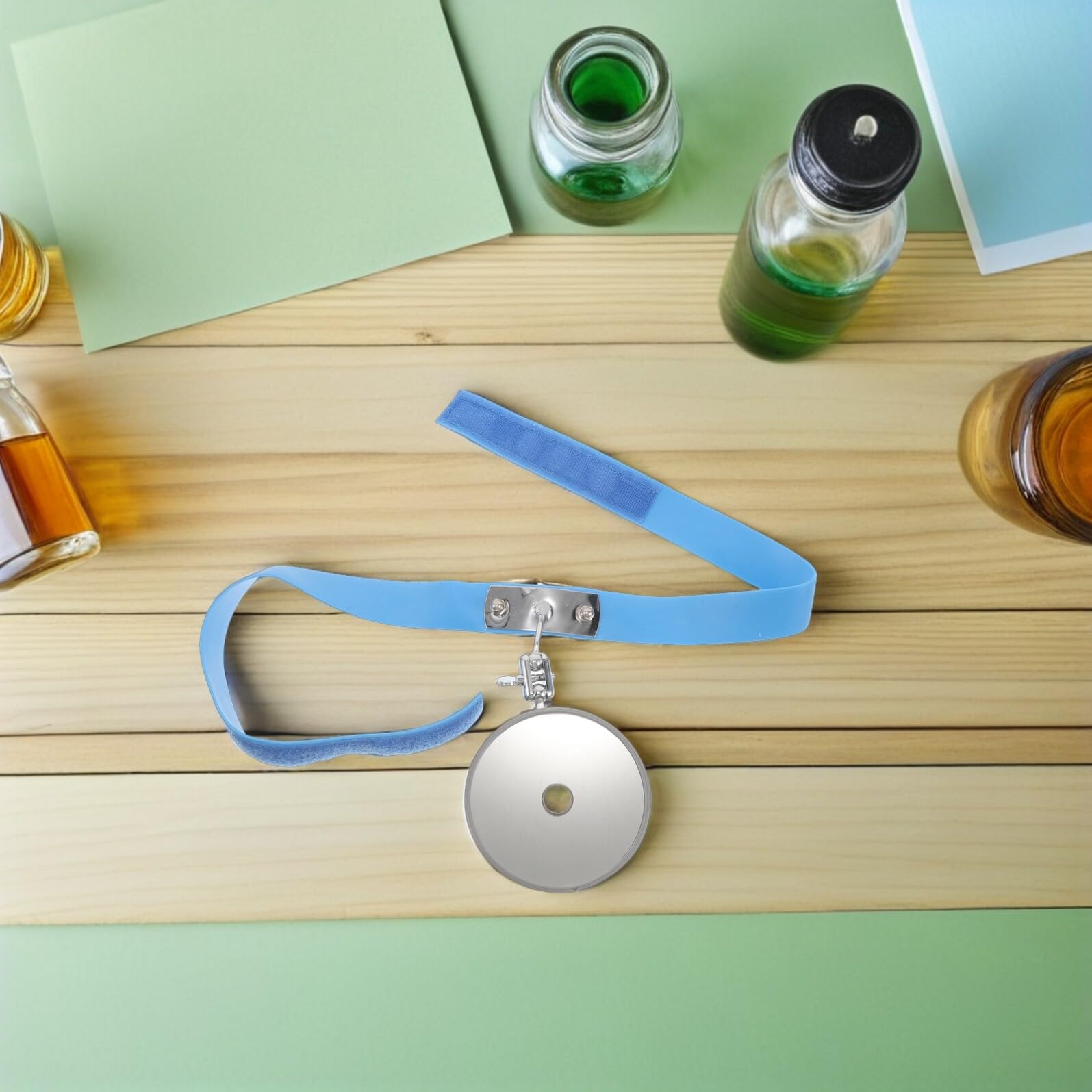 Specchio per Esame Frontale da Medico 2 Pezzi in Silicone | Acciaio Inossidabile, Riflettore Diagnostico Montato sulla Testa, per Sale Operatorie e Ambulatori Orl