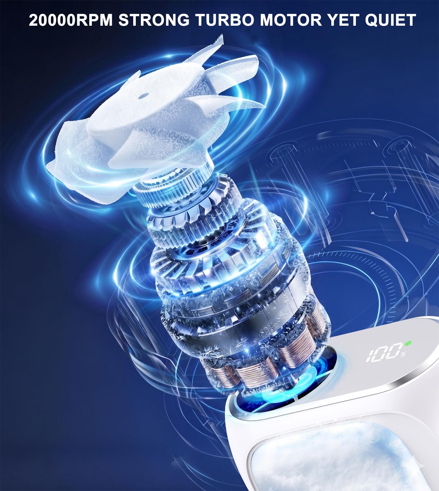 Ventilateur de Taille Portable avec Plaque de Refroidissement Glacée, Ventilateur Climatiseur Cou 20000TR/M Turbo, Ventilo Pince Ceinture 5000mAh Rechargeable 100 Vitesses pour Extérieur Voyage Bureau