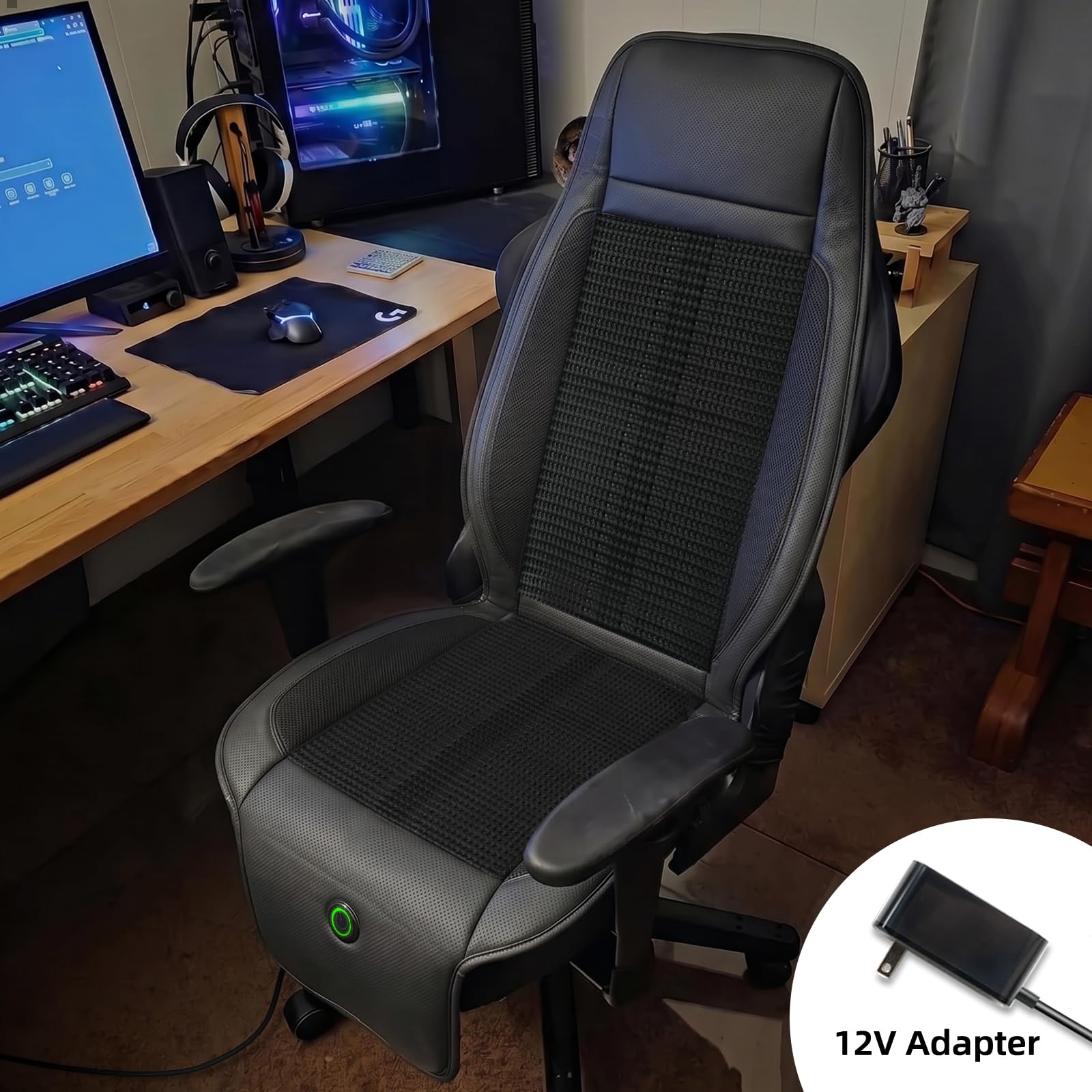 Funda de asiento de coche con ventilación de 3 velocidades para succión con seda de hielo transpirable