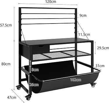 PUNCIA Wide Format Printer Stand, Plotter Workbench Table Black