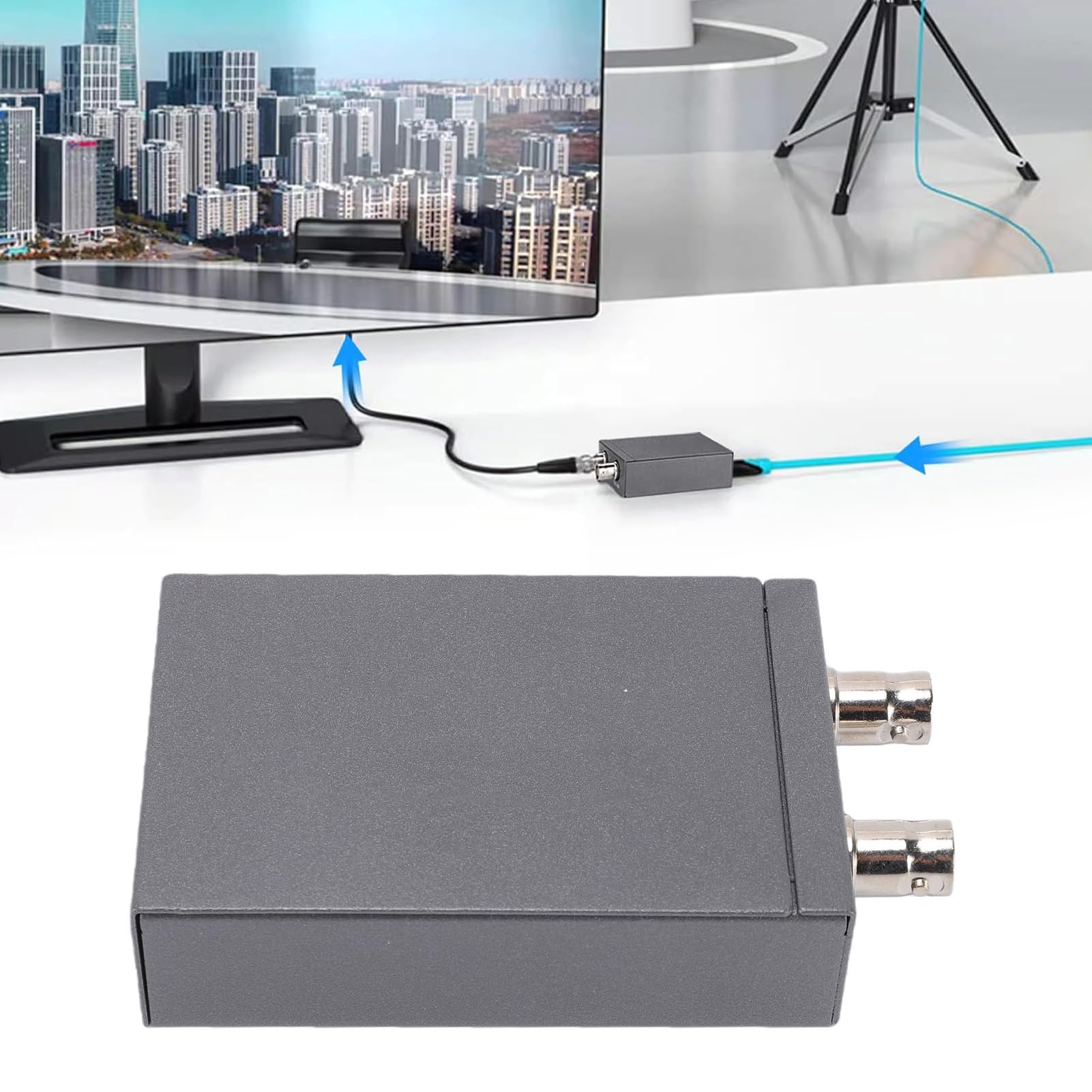 Vikye Convertitore da HD a SDI, Adattatore di Uscita Doppia SDI 1080P | Convertitore di Rilevamento Automatico del Formato, Adattatore di Segnale HDMI, per Camera Broadcast Theater