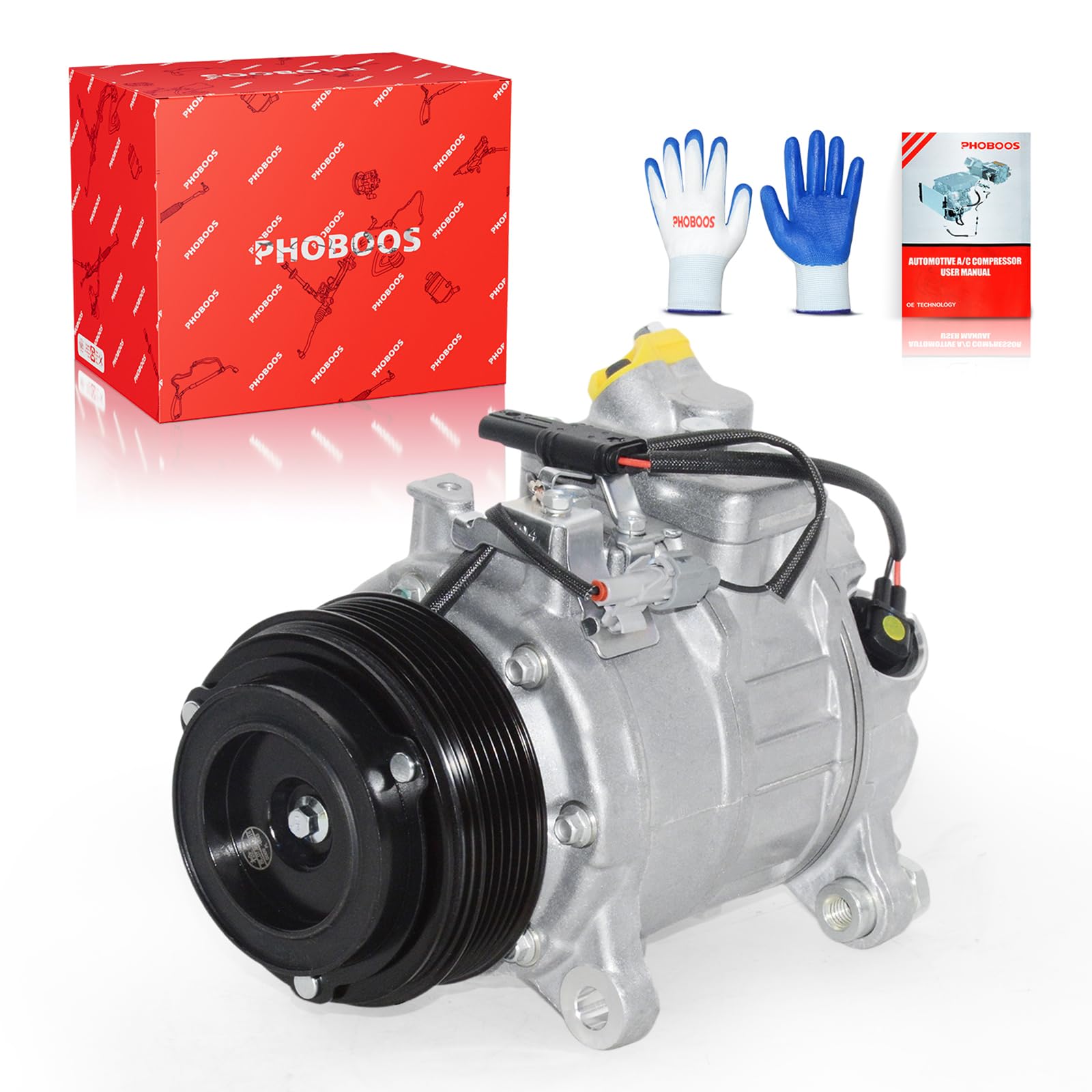 PHOBOOS A/C Compressor with Clutch Compatible with BMW X5 320i 328i 428i 528i 535i 228i 328d 535d 740Ld GT xDrive Gran Coupe 2012-2018. Fast Cooling, Low Noise, Easy Installation, Ref. CO29196C,198364