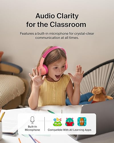 Miniatura 5 de Belkin SoundForm Mini con estuche - Auriculares inalámbricos Bluetooth para niños con vida útil de batería de 30H, límite de volumen seguro de 85dB,