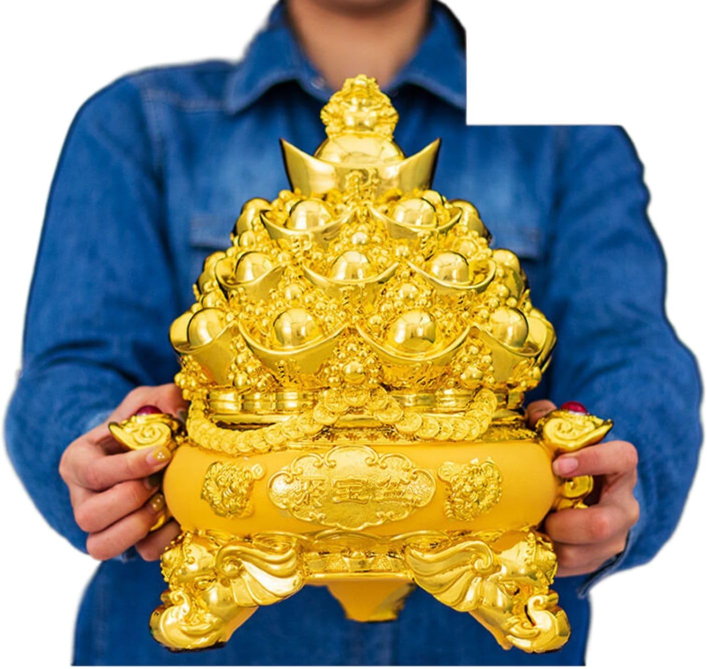 Feng Shui Figurine Golden Treasure Basin 聚宝盆摆件 Feng Shui Figurine Home Office Decor Chinese Gifts 存钱罐 Piggy Banks Best Birthday Gifts Home Decoration 装饰品风水客厅店铺招财聚财家居实用开业礼品 8598
