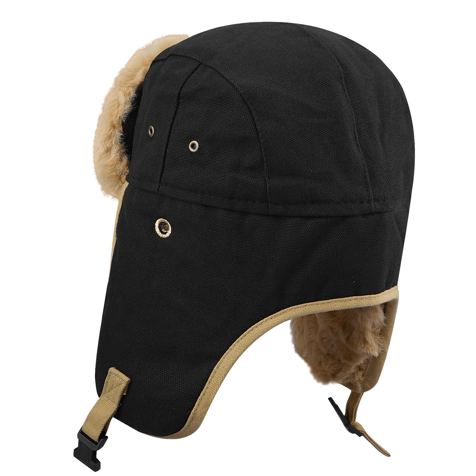 Cappello, Cappelli Invernali da Uomo Trapper Trooper Eskimo Berretto Aviatore con paraorecchie Caldo(DPL5Black)