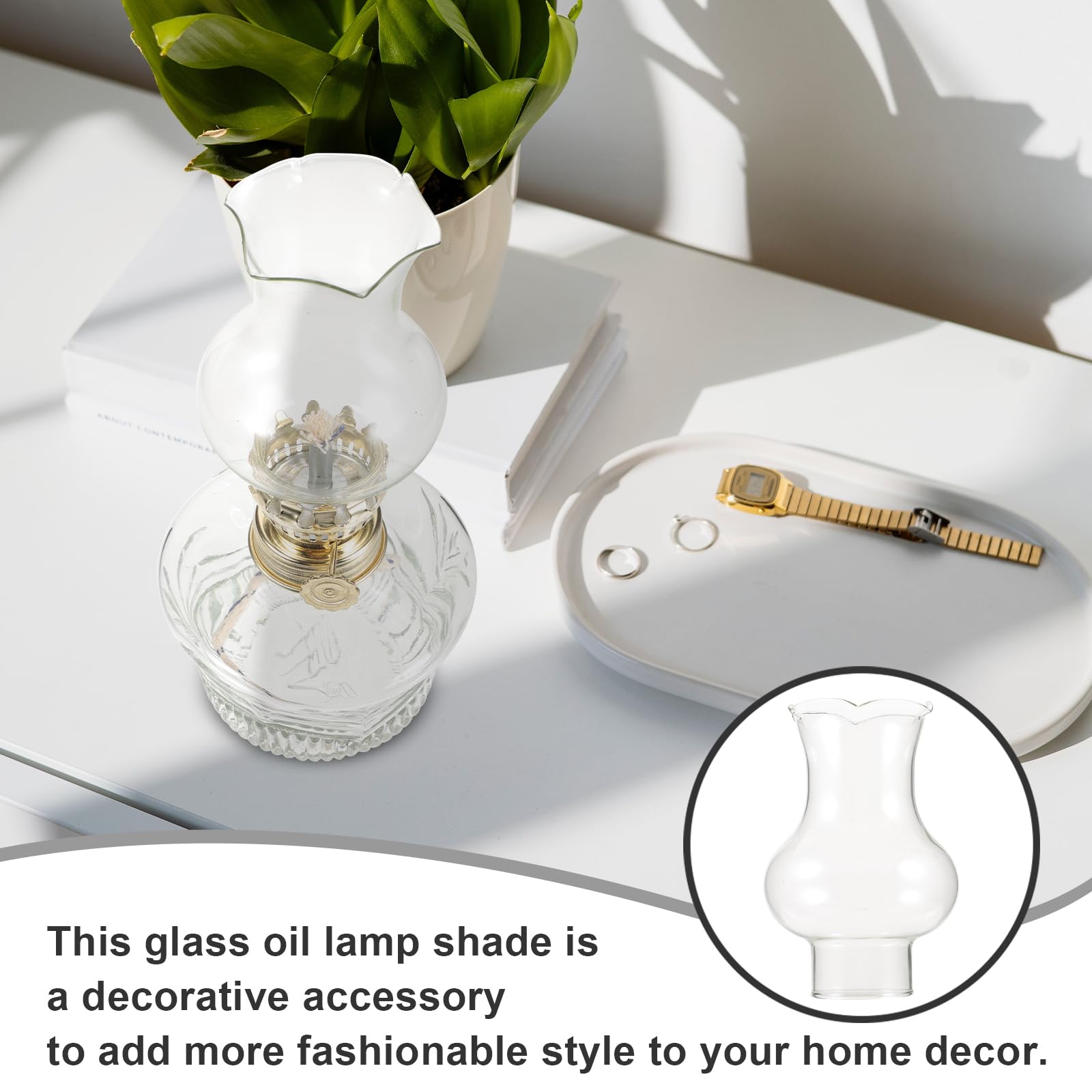 Alipis Clear Glass Oil Lamp Shade 3.74In Vintage Kerosene Lamp Chimney Replacement Cover for Small Oil Lamps and Candle Light - Image 2