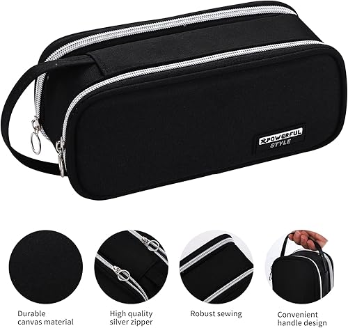 Miniatura 2 de Dugio Estuche grande para lápices para niños, adolescentes, niños, con cremallera, con asa, organizador para lápices, estuche estético para la