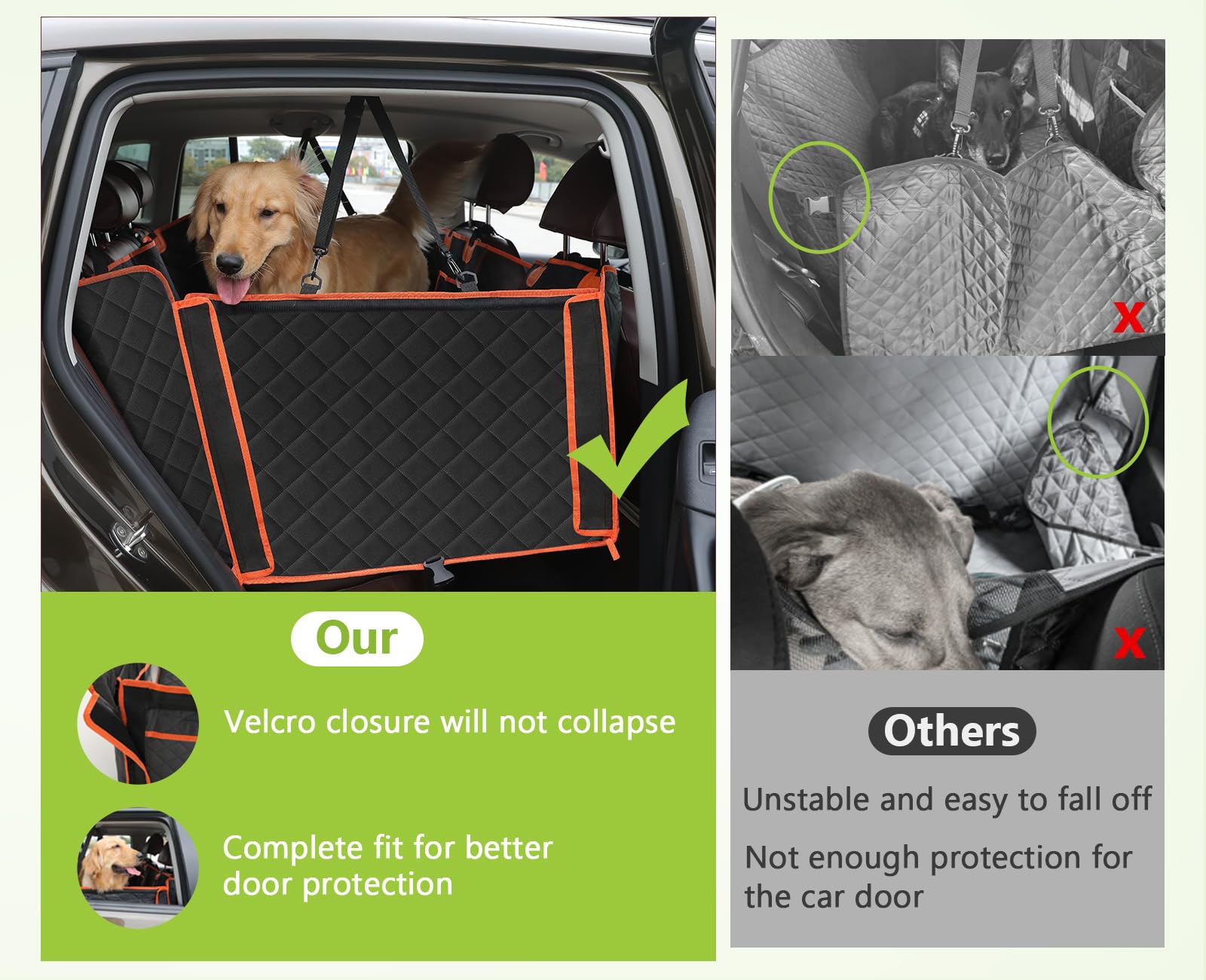 Pecute Coprisedile Auto Cani Posteriore, Estensione del Sedile Posteriore per Cani, Coprisedile per Auto per Cani con Fondo Rigido, Amaca per Cani per Lettino da Viaggio per Auto,per Auto, Camion, SUV