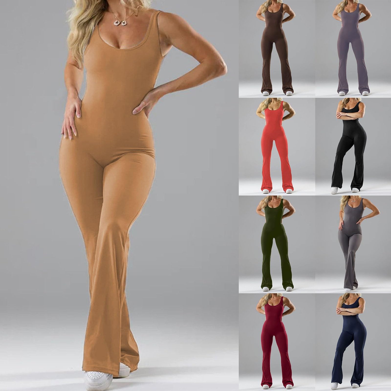 Mono deportivo para mujer, sin mangas, para levantamiento de caderas, levantamiento de vientre, para mujer, con acolchado en el pecho, leggings con agujeros en la pierna acampanada, largos,