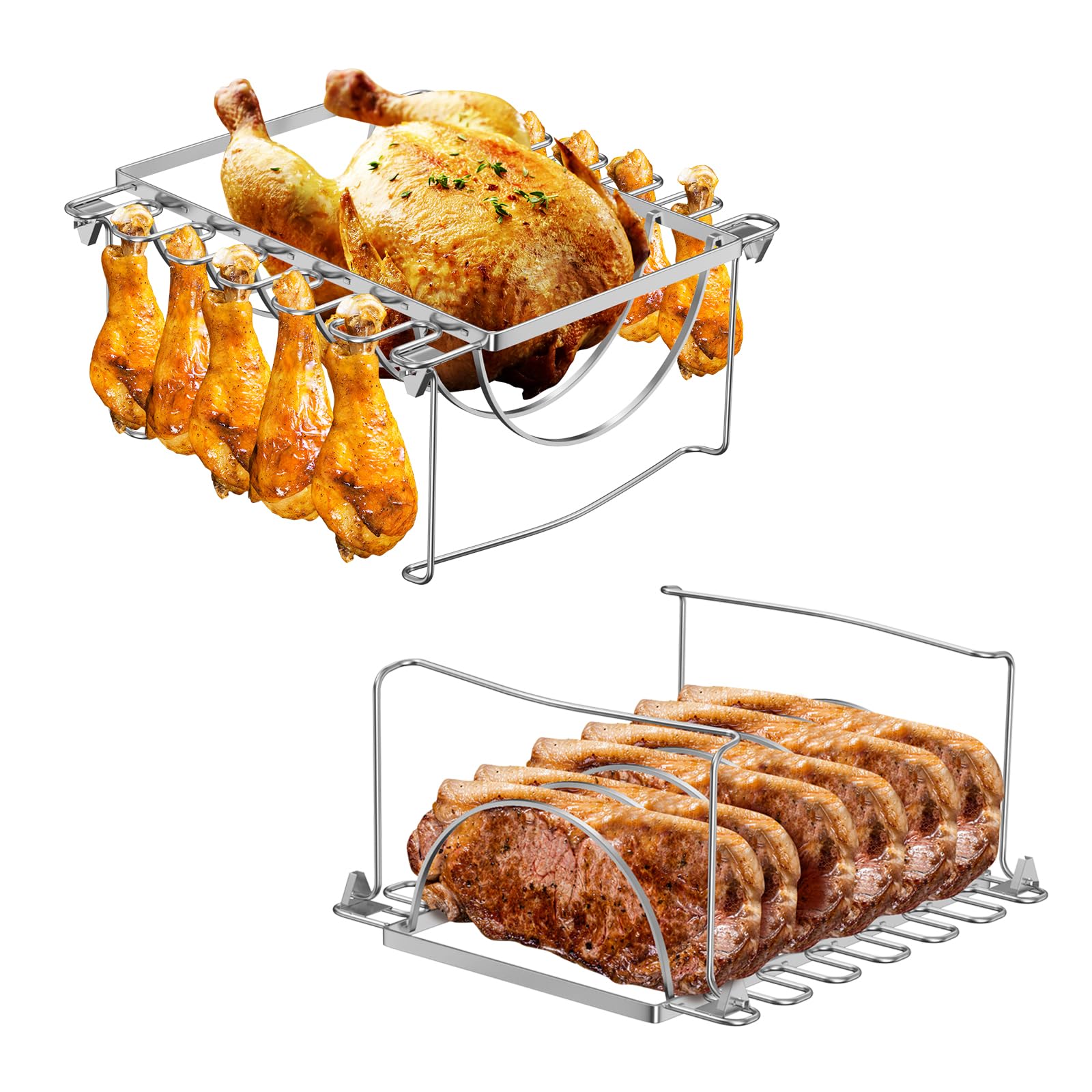 Snapklik.com : Foldable 3-in-1 Chicken Leg Rib Rack For Grill, Oven ...