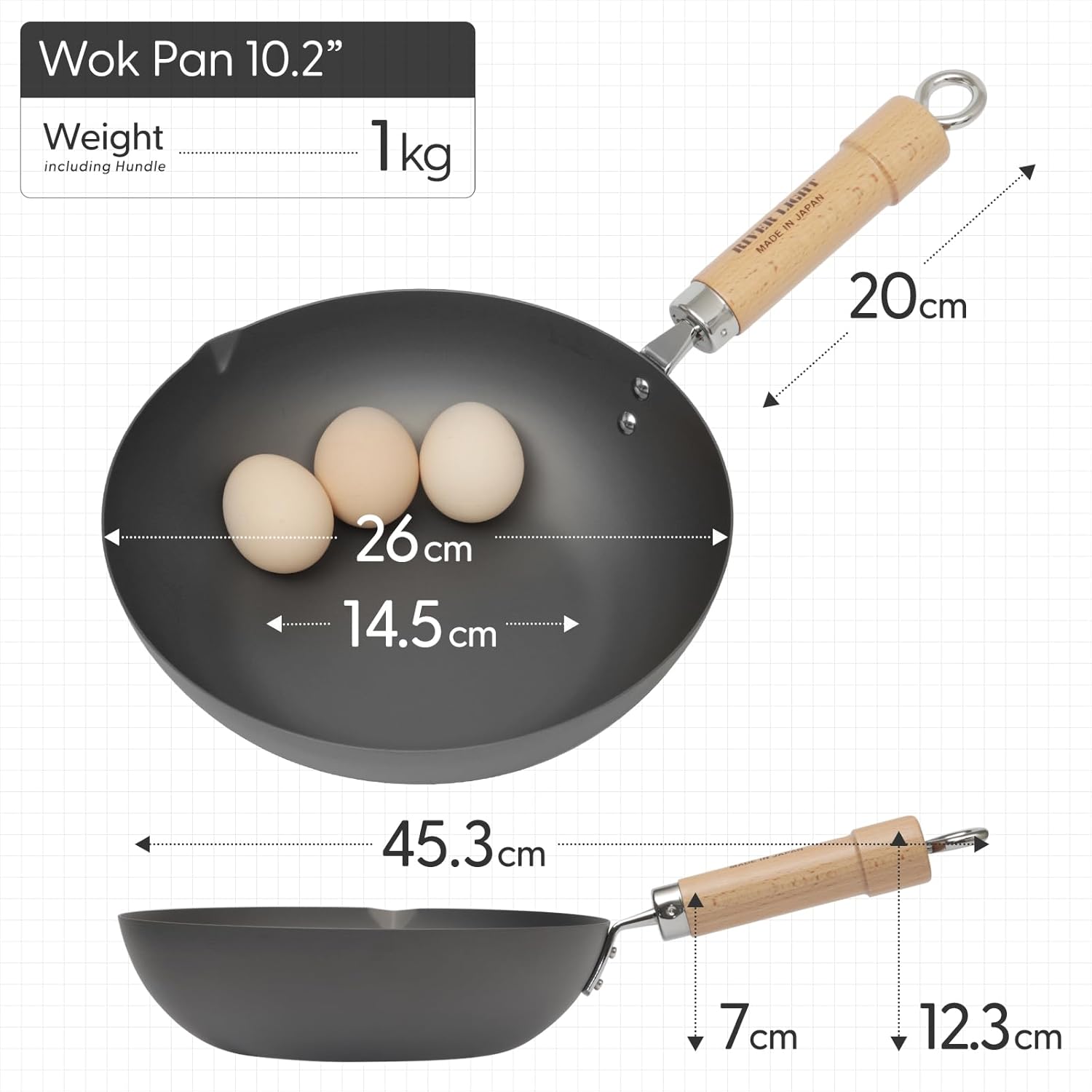 Riverlight KIWAME PREMIUM iron frypan,wokpan,Starter Kit,Rust-resistant,made in japan (Wok pan 10.2)