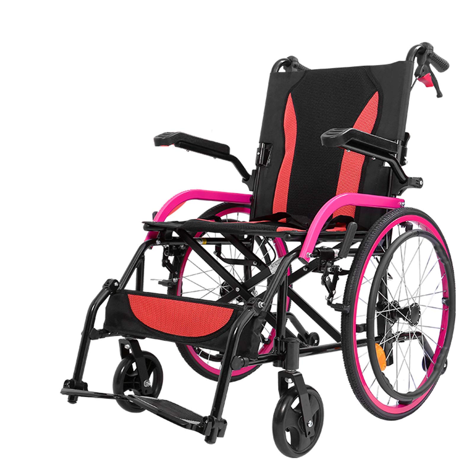 Lekkie Wózki Inwalidzkie, Samojezdne Wózki Inwalidzkie Składane Lekkie/Pink