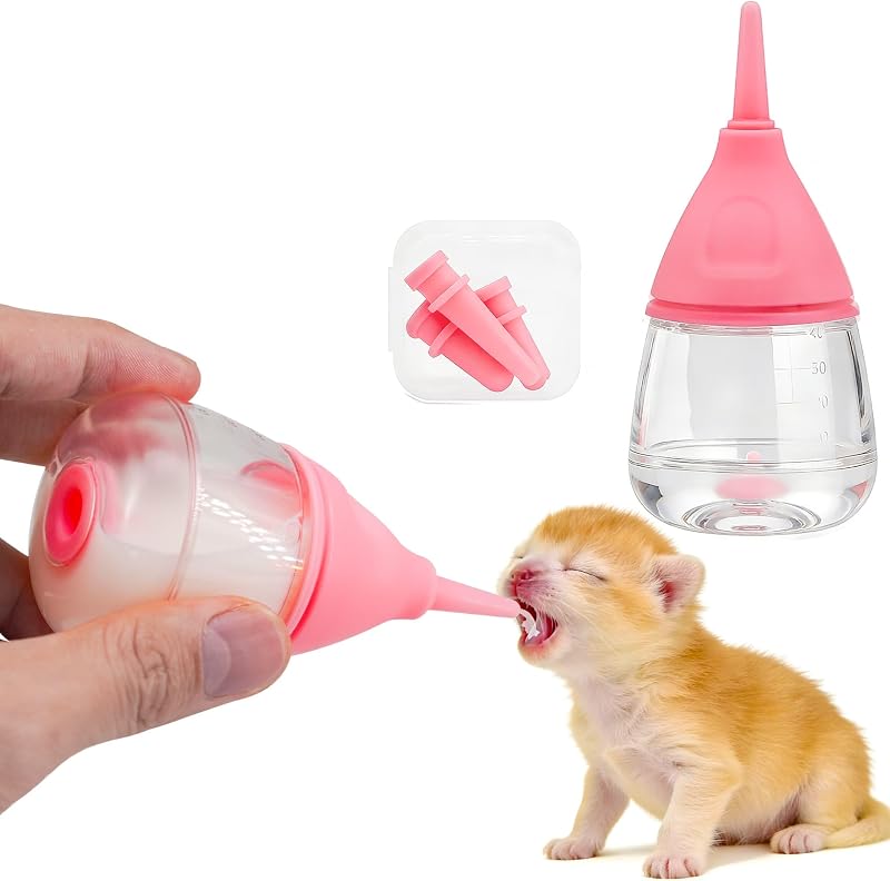Mamadeira para Gatos e Filhotes com Bico de Silicone Macio YeulYuuri Rosa, 40 mL