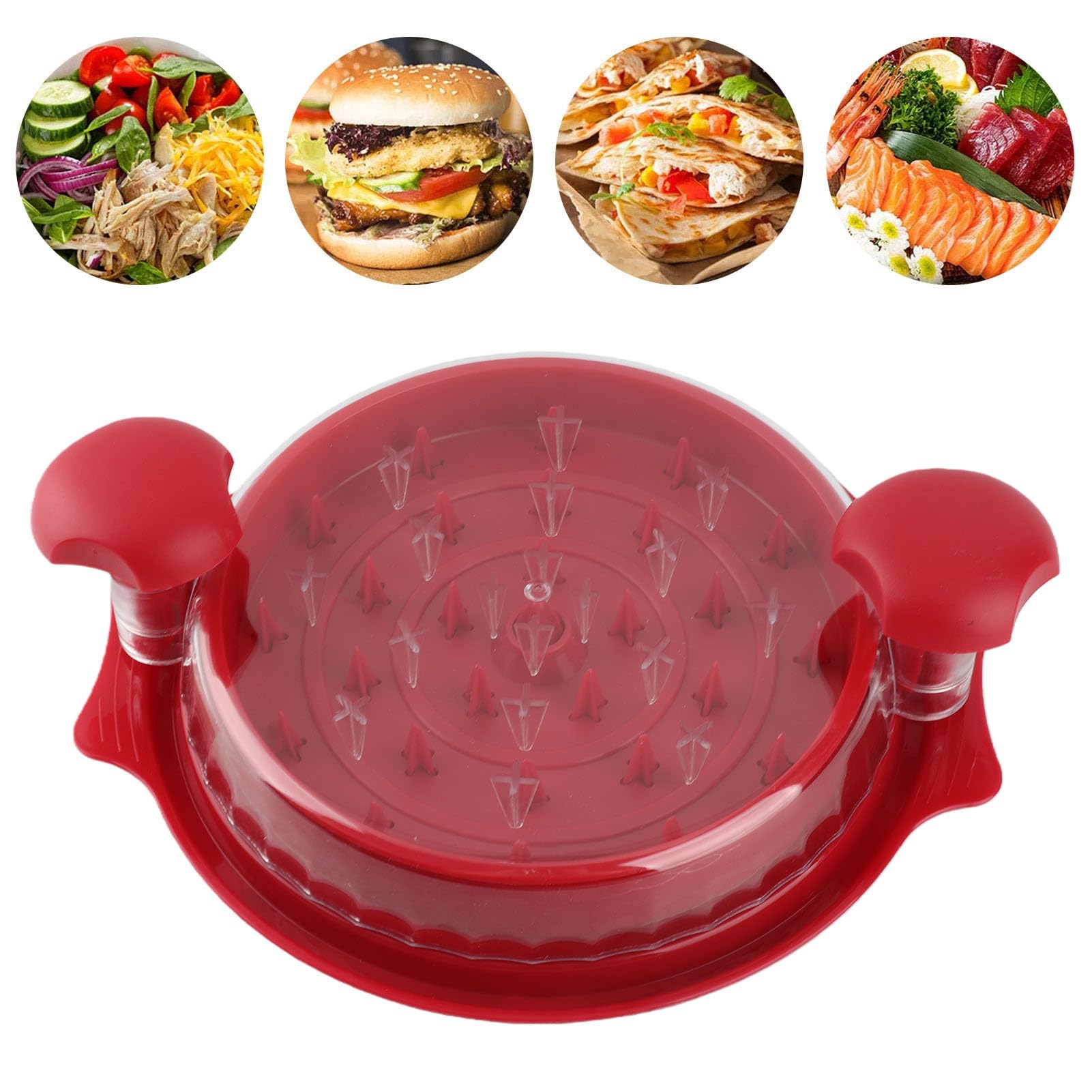 Torcer para Herramientas de Pollo, Carne Rallada Más Rápida, Ayudante de Cocina, Cubierta Transparente, Fácil de Usar (rojo)