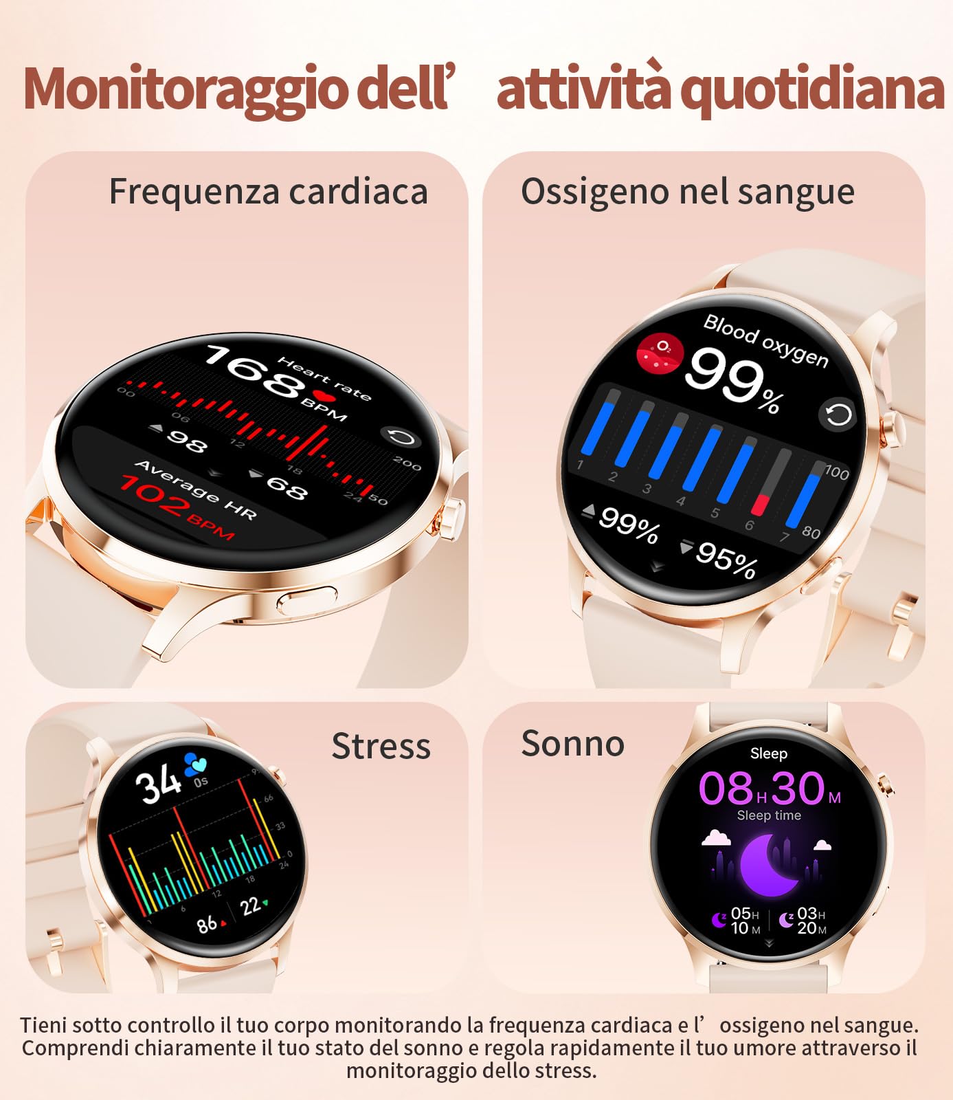 Smartwatch 1,32" AMOLED Ultra Sottile con 2 Cinturini e 2 Caricatori Inclusi, Chiamate Bluetooth, 110+ Modalità Sportive, Monitoraggio Sonno e Ciclo Mestruale, Compatibile Android e iOS
