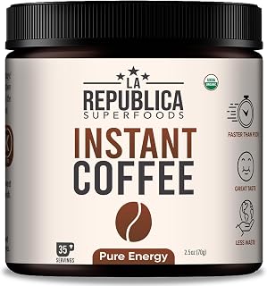 La Republica Organic Instant Coffee (35 Servings), Rich Medium Roast Coffee with Toasted Caramel Notes, Small Batch 100% Fair Trade Arabica Coffee, USA Made