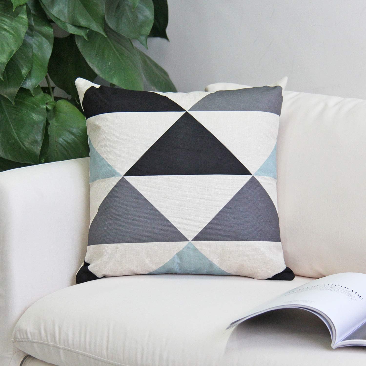 JOJUSIS Modern Geometric Throw Pillow Covers Linen Home Decor 16 x 16 inch Set of 4 Home